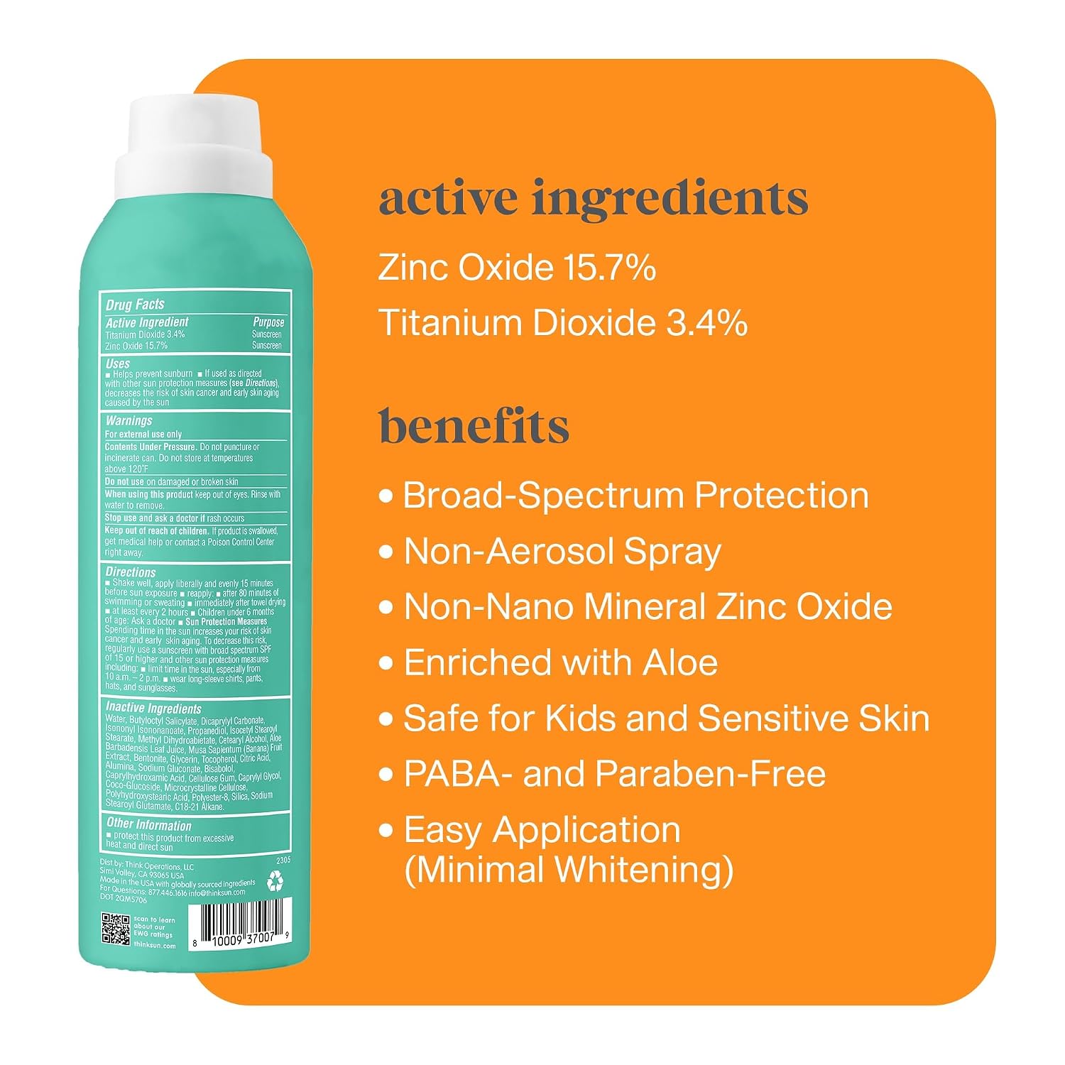 THINK (Pack Of 6) Think Spray SPF50 Kids Clear Zinc 6 Fl Oz