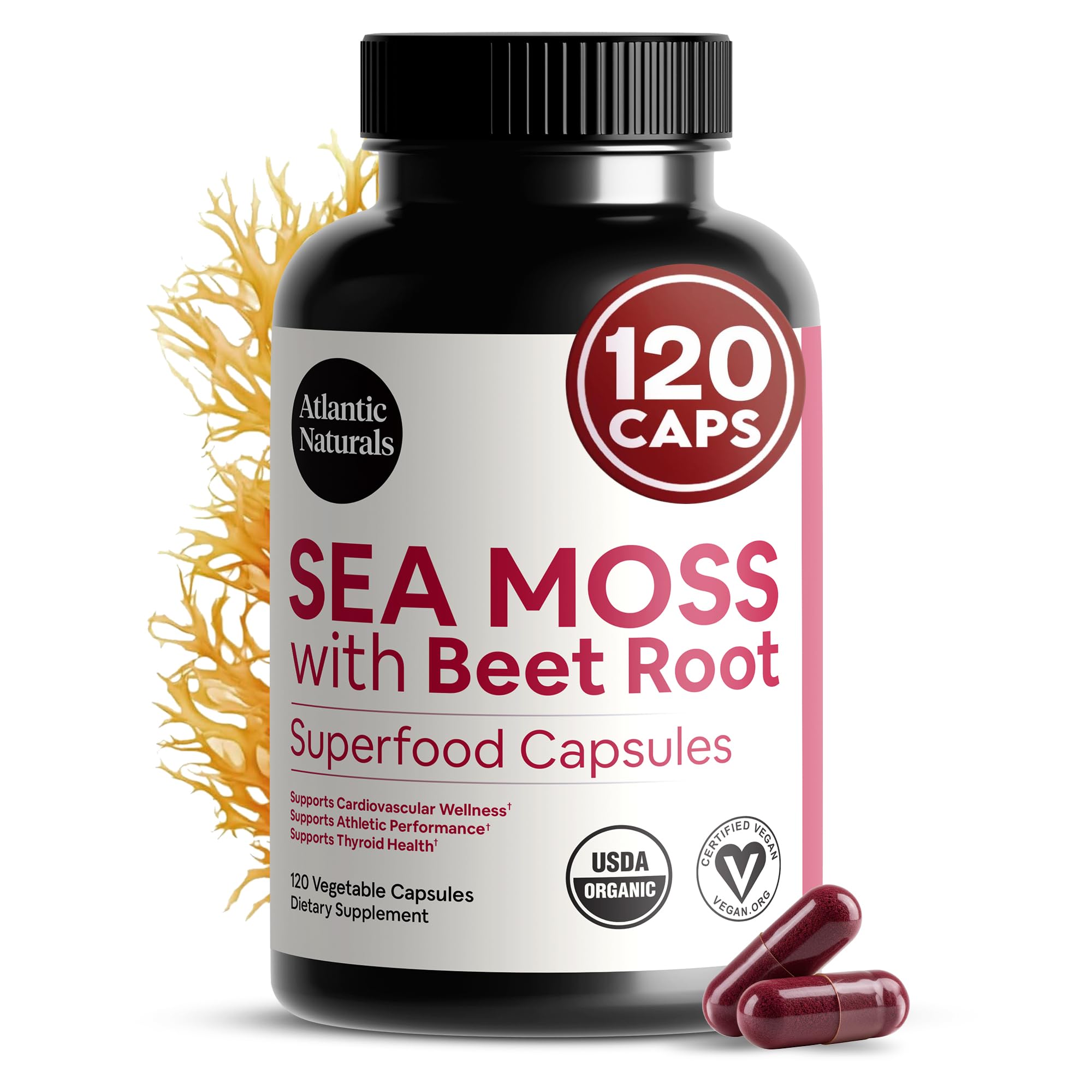 ATLANTIC NATURA (Pack of 3) Atlantic Naturals Superfood Sea Moss Beet Ve 120 Vegetarian Capsules