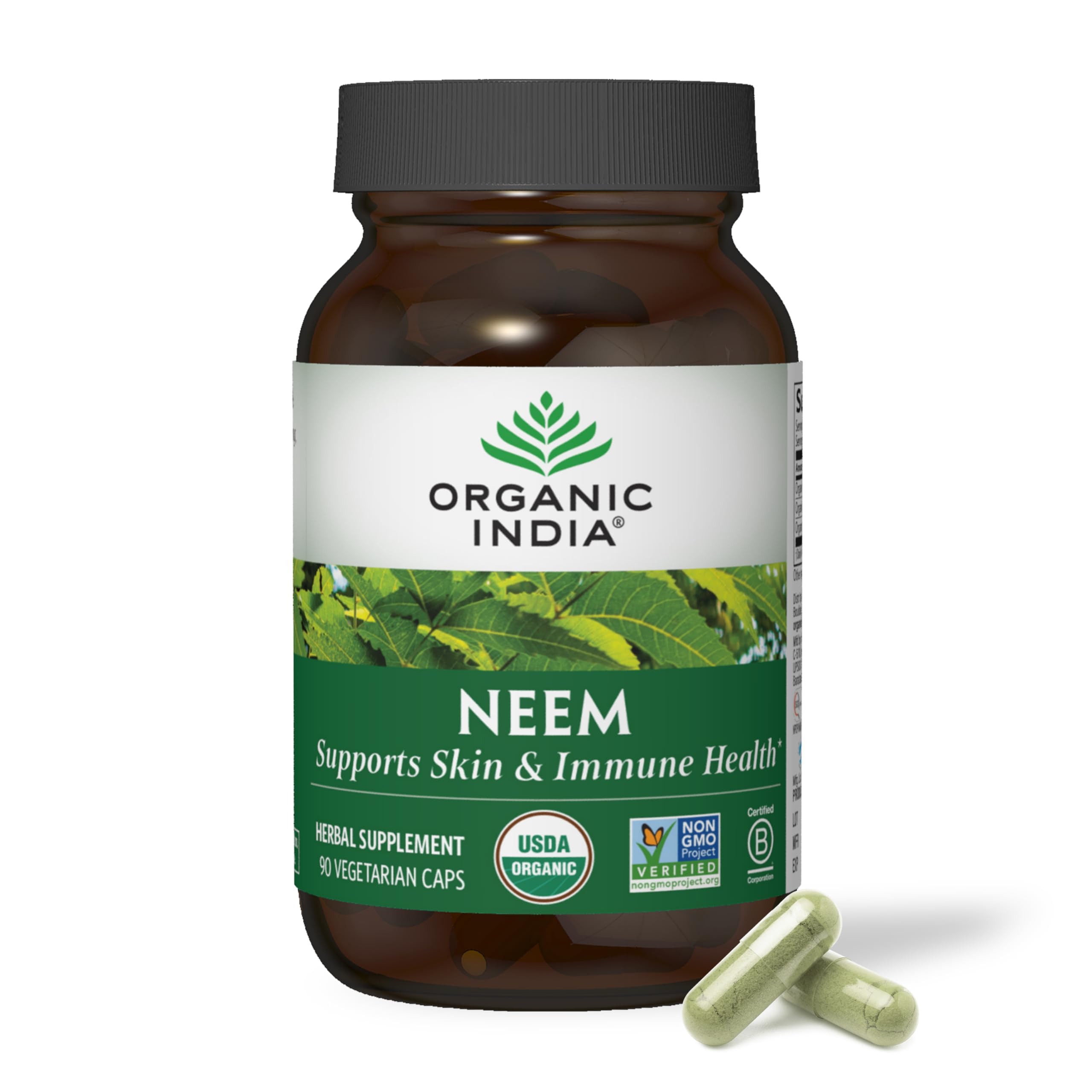 ORGANIC INDIA (Pack of 3) Organic India Neem Herbal Capsules Vegetarian Ayurvedic 90 Capsules