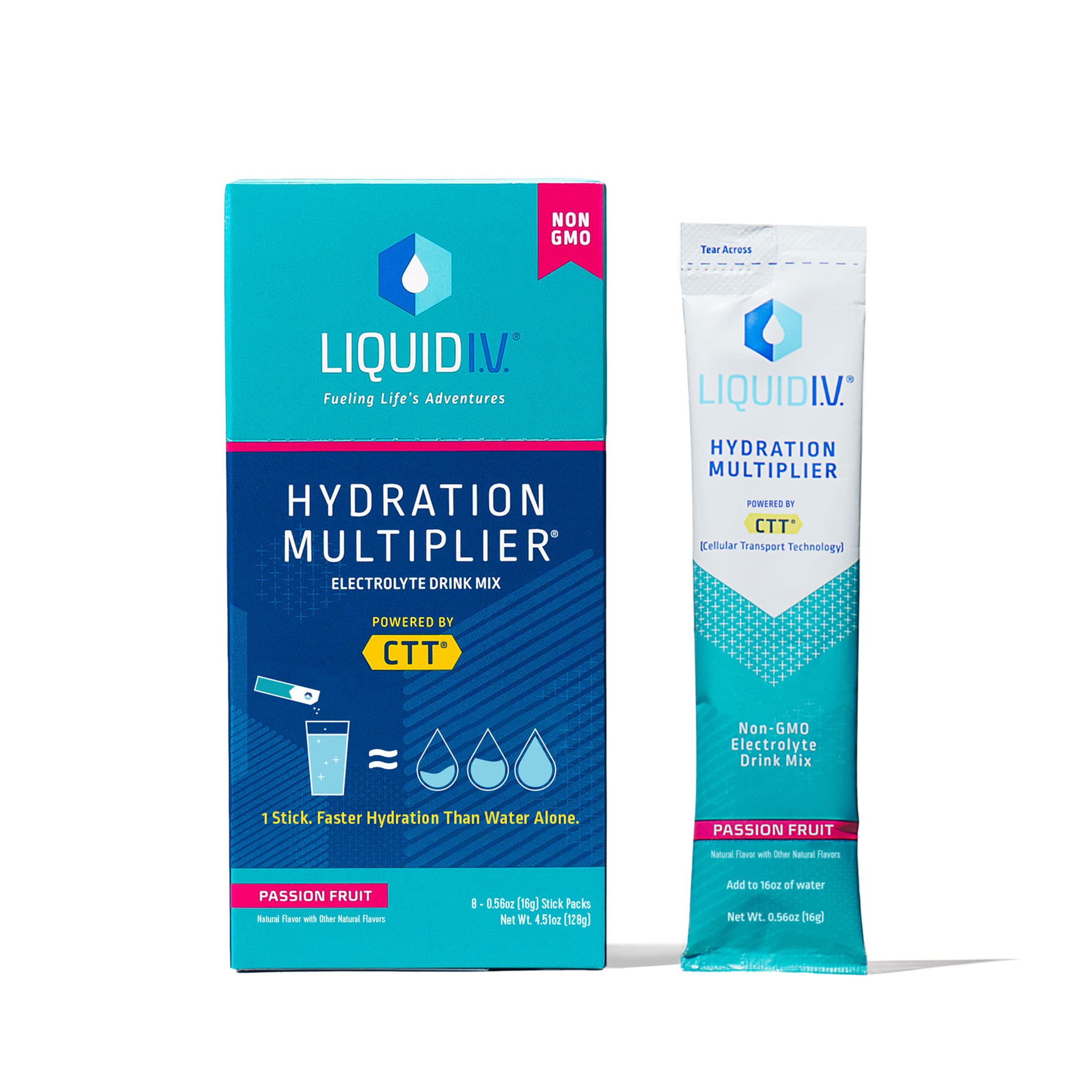 LIQUID IV (Pack of 32) Liquid I.V. Hydration Passion Fruit 8 Single-Serve Packets 0.56 Oz