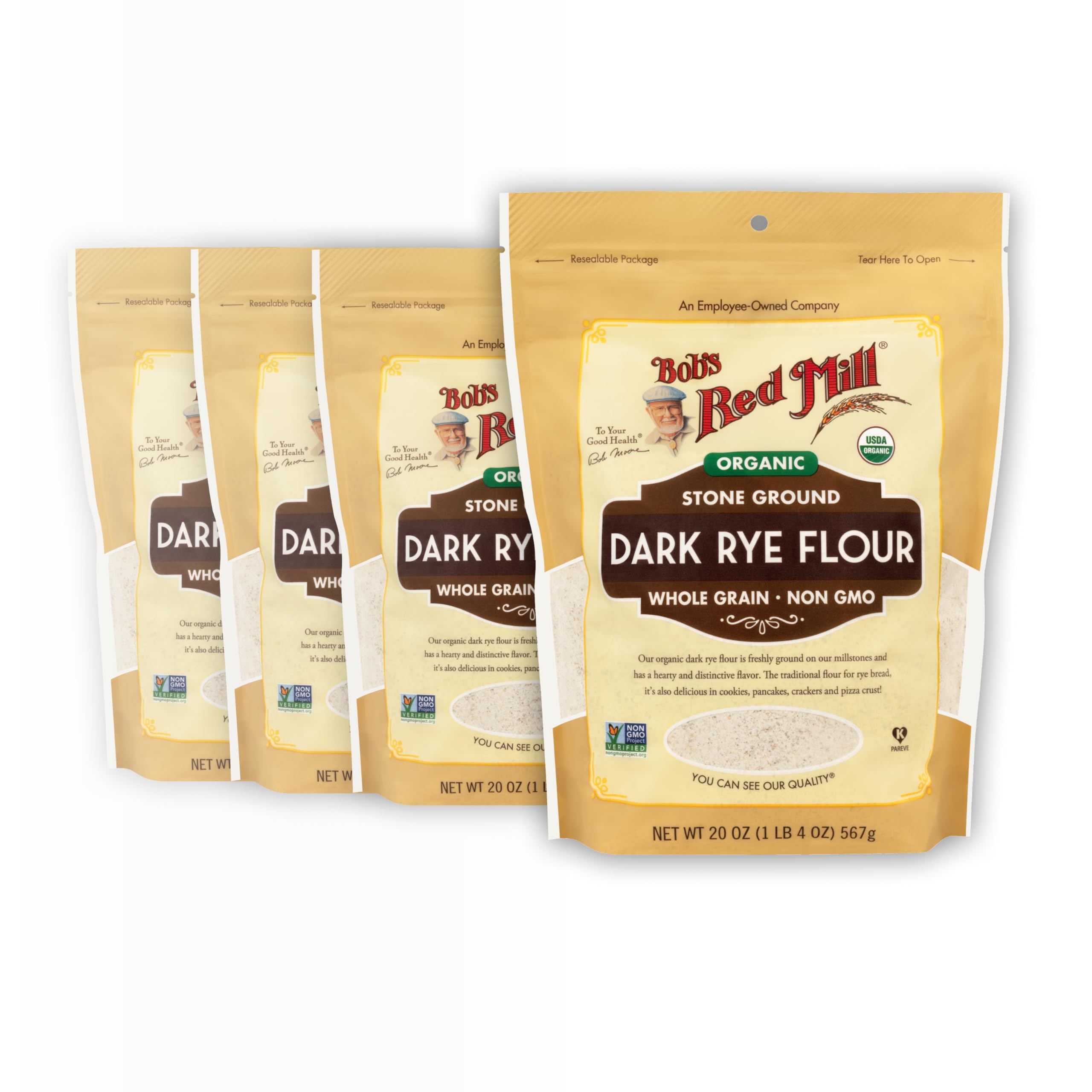 BOBS RED MILL (Pack of 16) Bob's Red Mill Dark Rye Flour, Natural Baking Ingredient 20 Oz