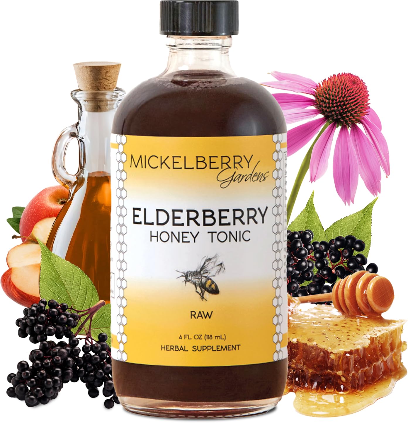MICKELBERRY GAR (Pack Of 3) MICKELBERRY GARDENS Tonic Elderberry Honey 4 Fl Oz