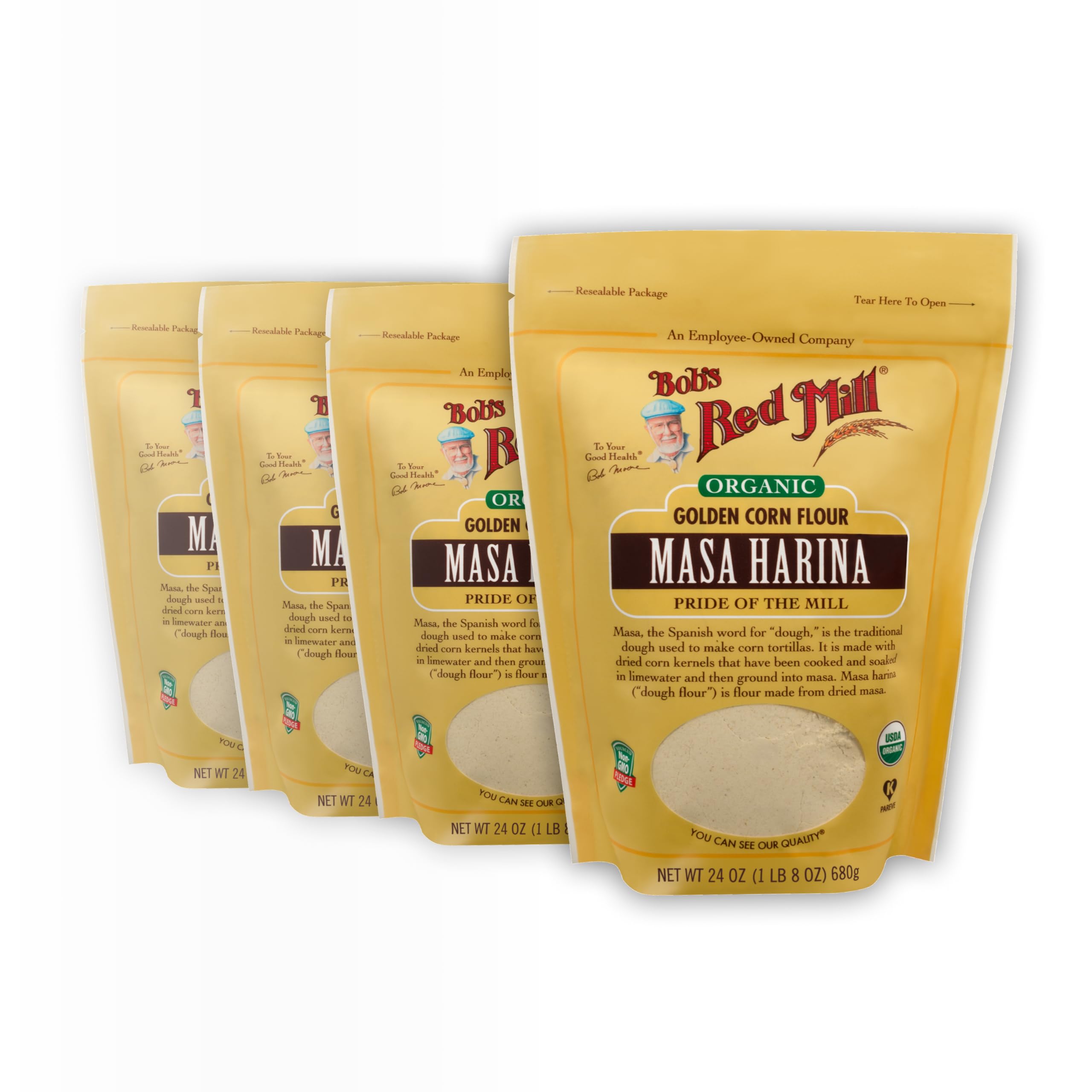 BOBS RED MILL (Pack of 12) Bob's Red Mill Organic Masa Harina Flour Authentic Mexican Ba 24 Oz