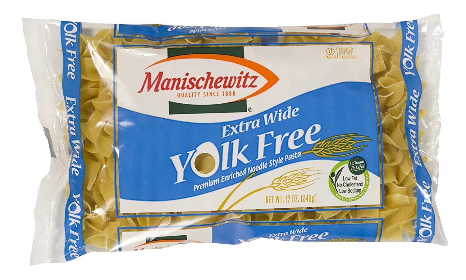 Manischewitz No Yolk Free Extra Wide Eggless Noodles Kosher P