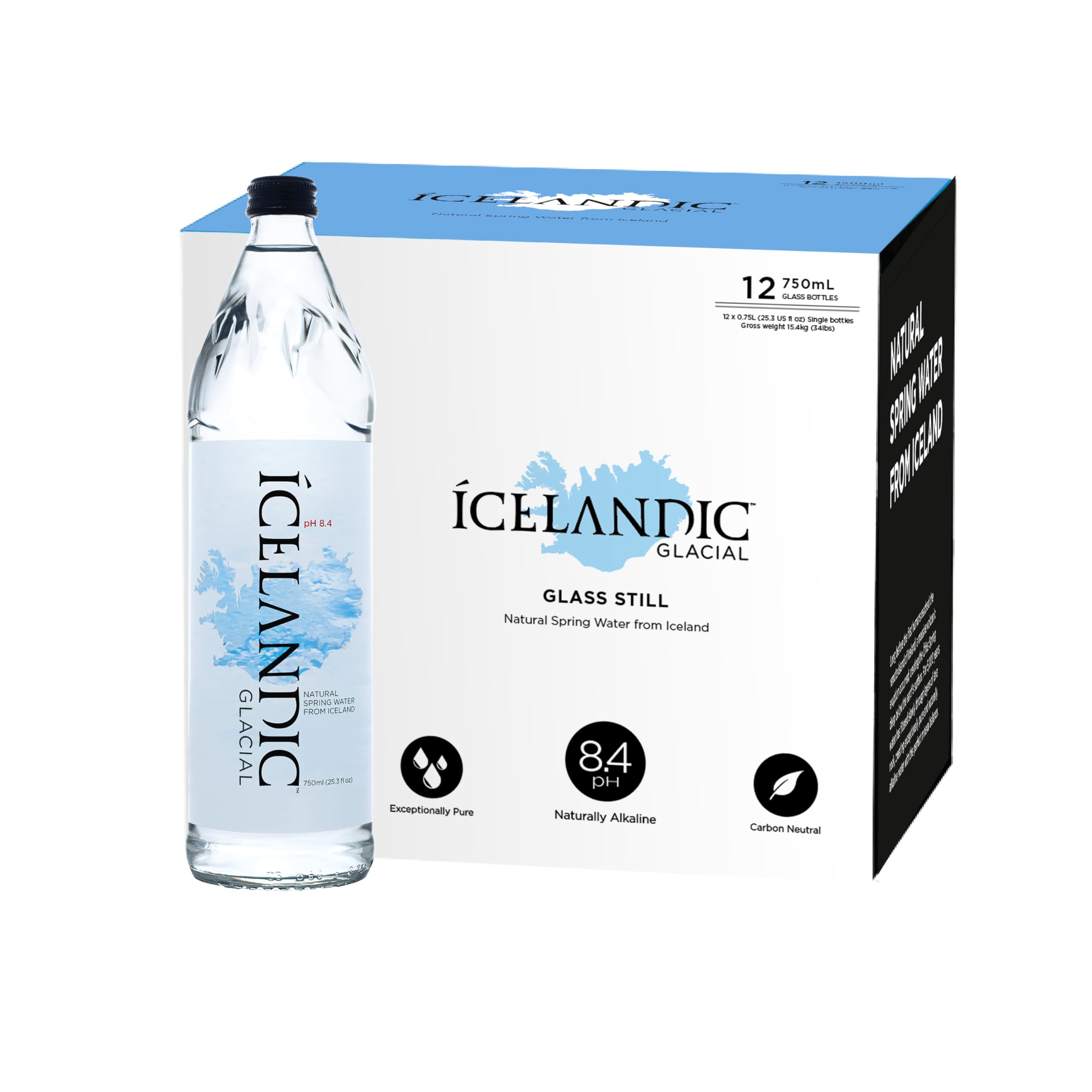 Icelandic Glacial Natural Alkaline Spring Water Glass Still