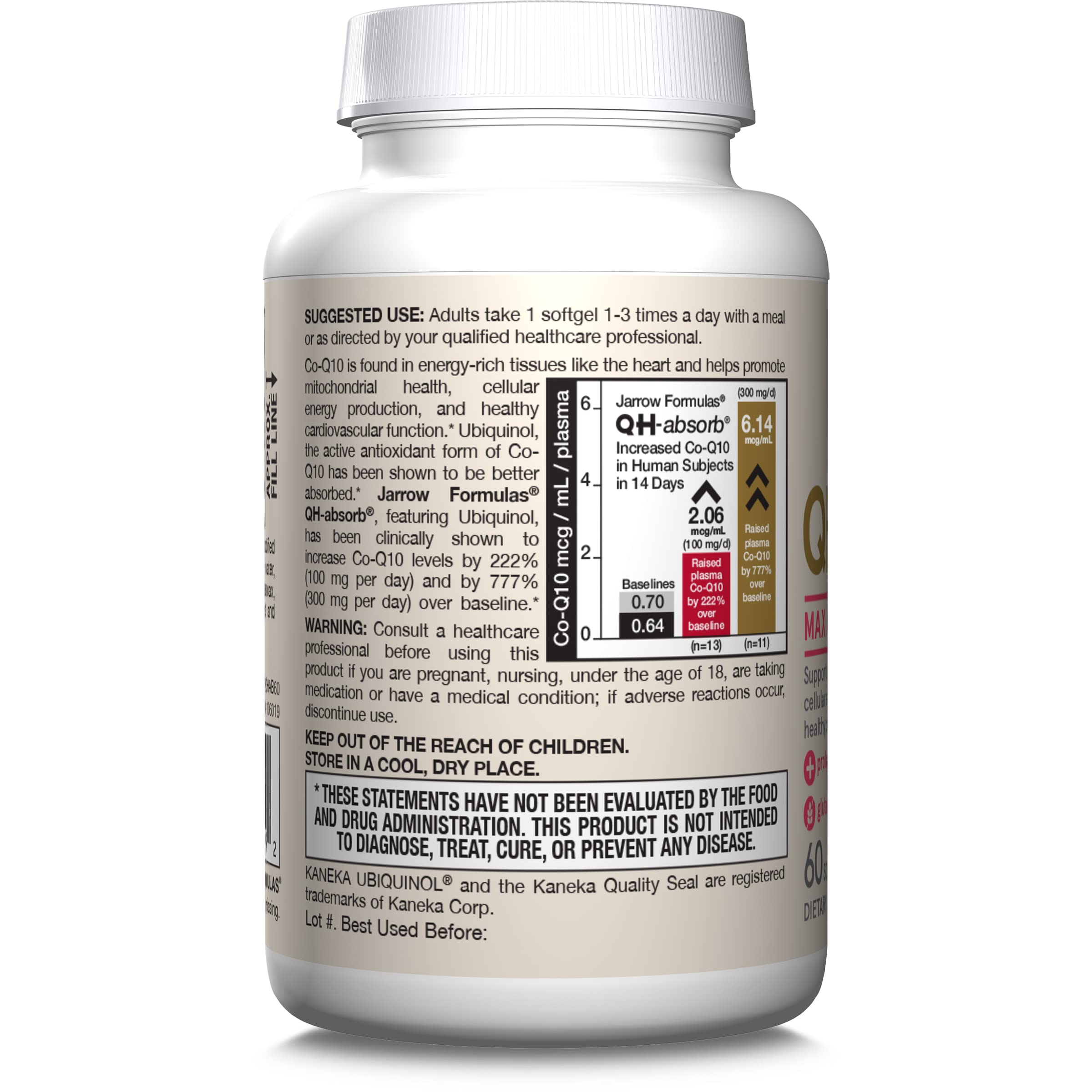 Jarrow Formulas QH-Absorb Ubiquinol 100mg - 60 Softgels - High Absorption & Active Antioxidant Form of Co-Q10 - Supports Mitochondrial Energy Production & Healthy Cardiovascular Function