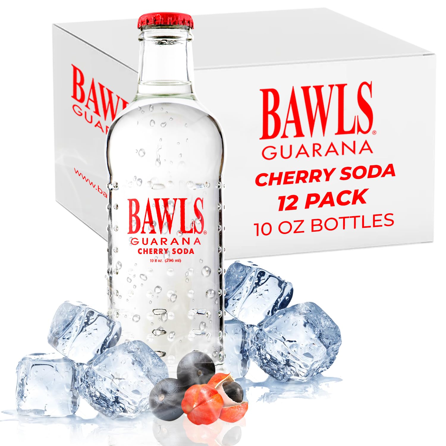 BAWLS GUARANA (Pack of 24) Bawls Guarana Soda Cherry Functional Soda Regular 10 Oz