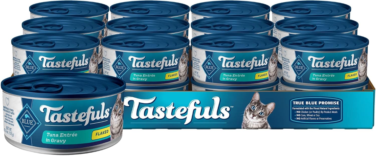 BLUE BUFFALO (Pack of 24) Blue Buffalo Cat Tastyful Tuna in Gravy Wet Cat Food 5.5 Oz
