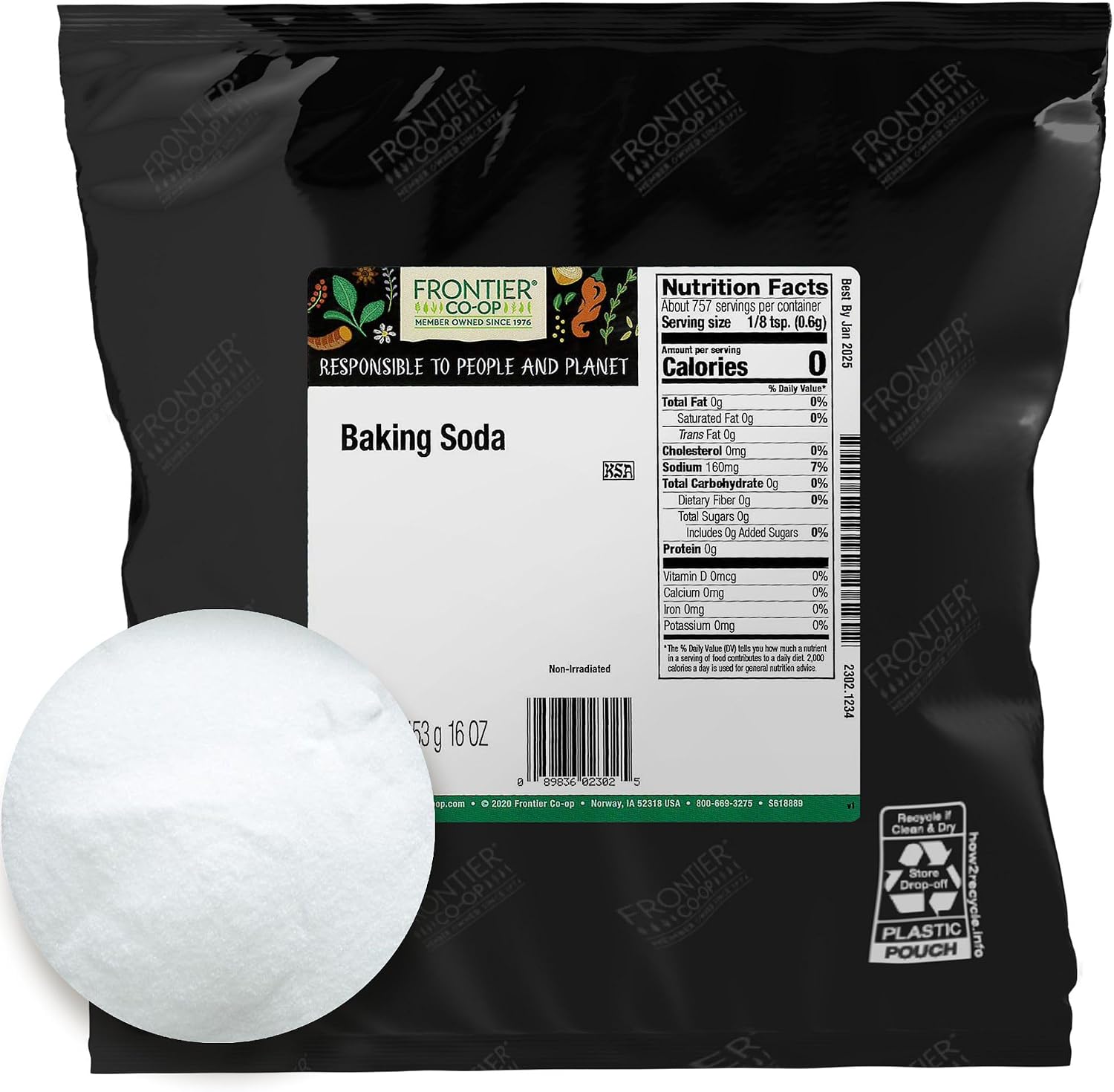 FRONTIER BULK (Pack of 12) Frontier Bulk Baking Soda Powder Loose Seasoning 16 Oz