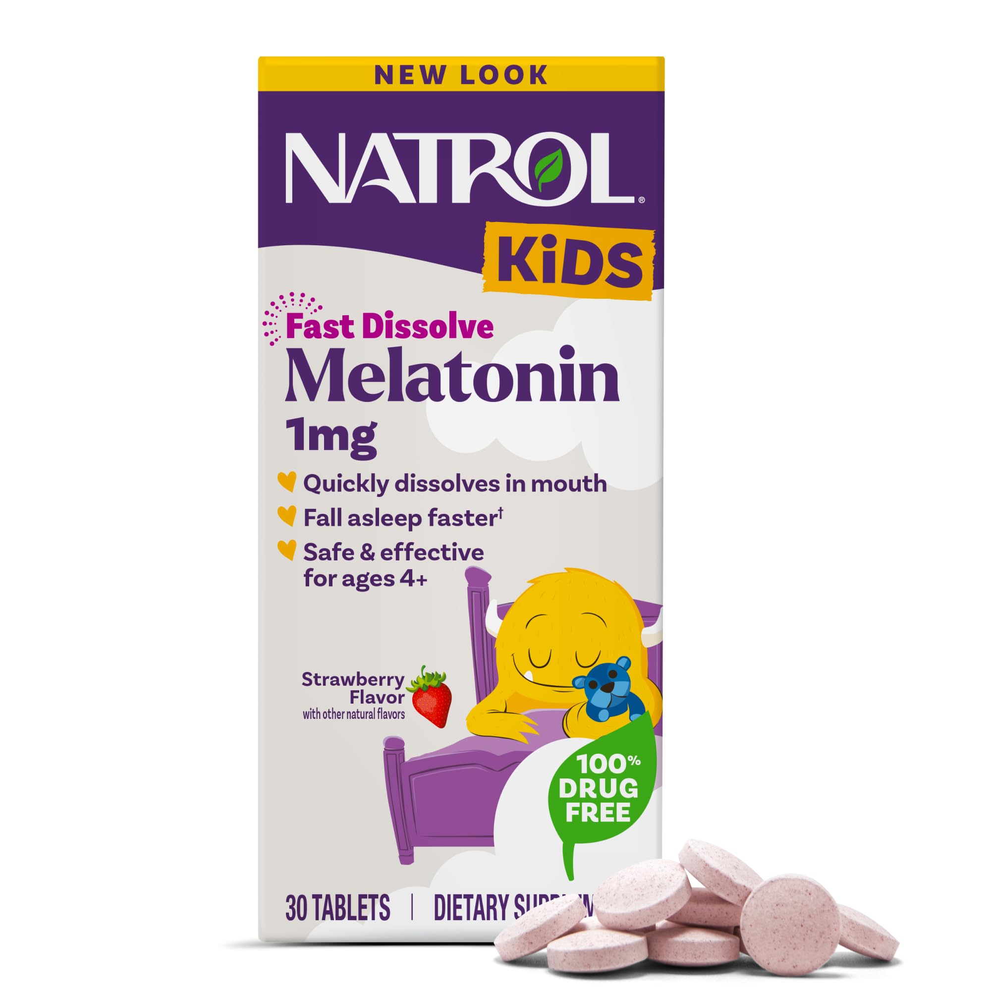 NATROL (Pack of 9) Natrol Kids Melatonin 1 Mg Chewable Tablets for Sleep Sup 30 Tablets