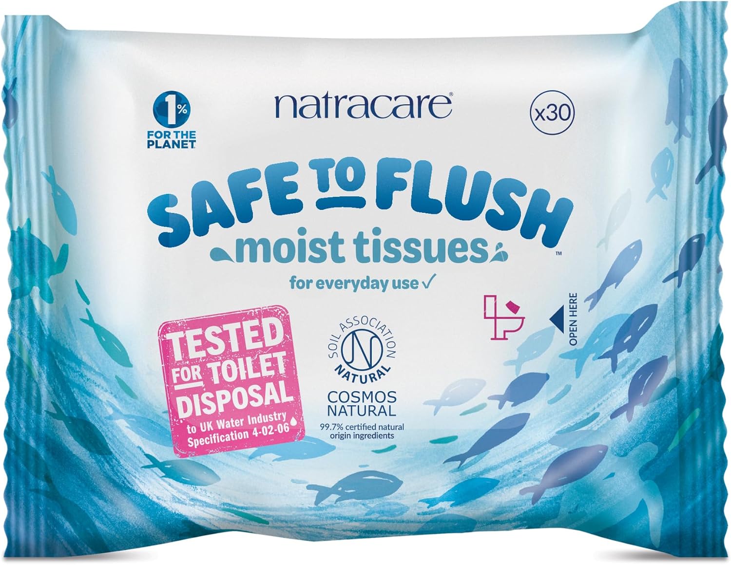 NATRACARE (Pack of 8) Natracare Tissue Moist Safe to Flush 30 Each