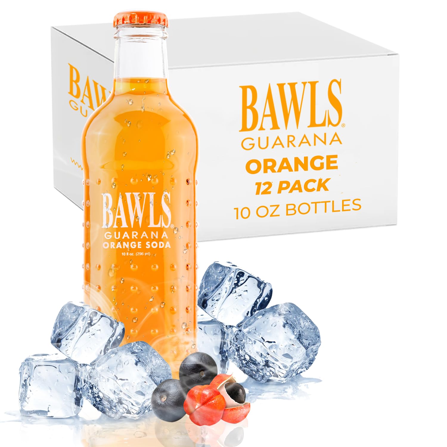 BAWLS GUARANA (Pack of 24) Bawls Guarana Soda Mandarin Orange Functional Soda Regular 10 Oz