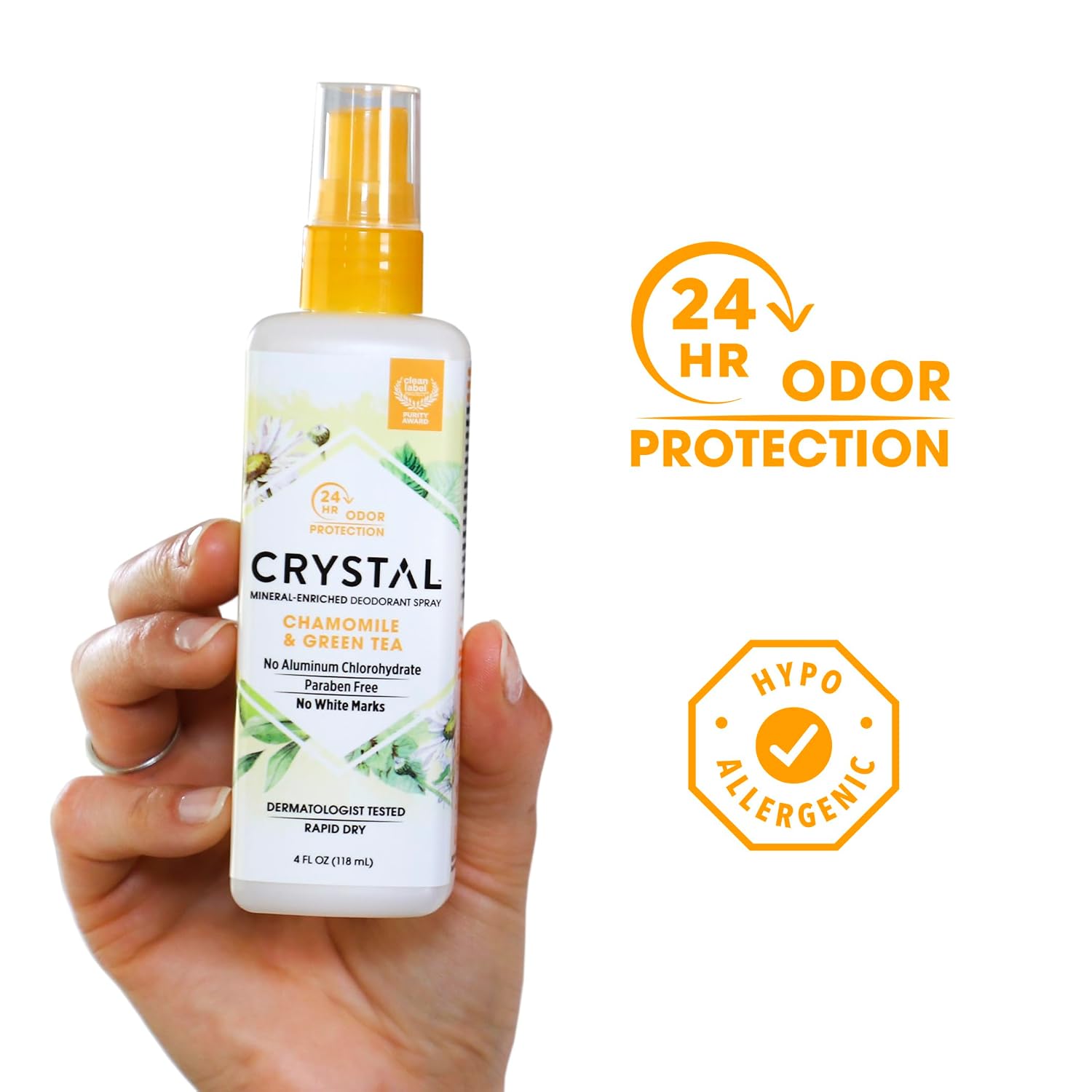 CRYSTAL BODY DE (Pack of 15) Crystal Body Deodorant Spray Chamomile & Green Tea 4 Oz