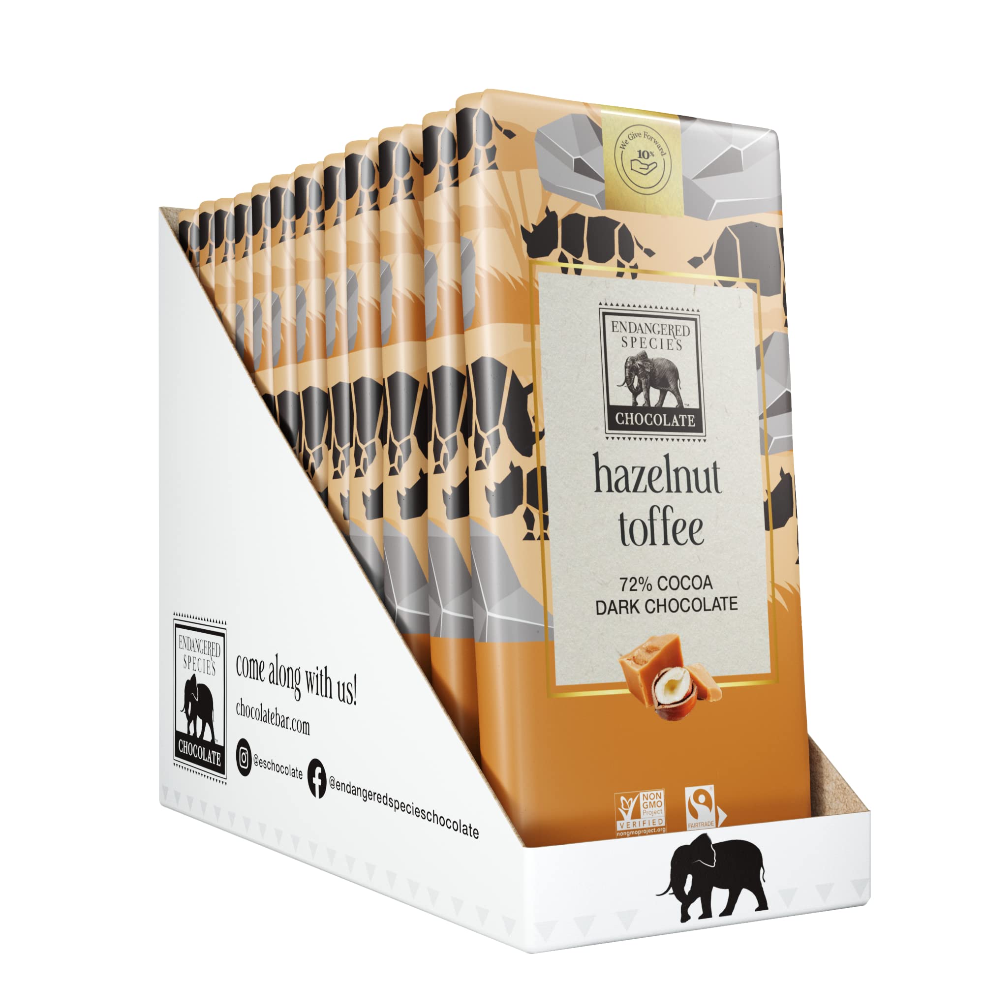 Endangered Species Chocolate Bar Black Rhino Dark Hazelnut