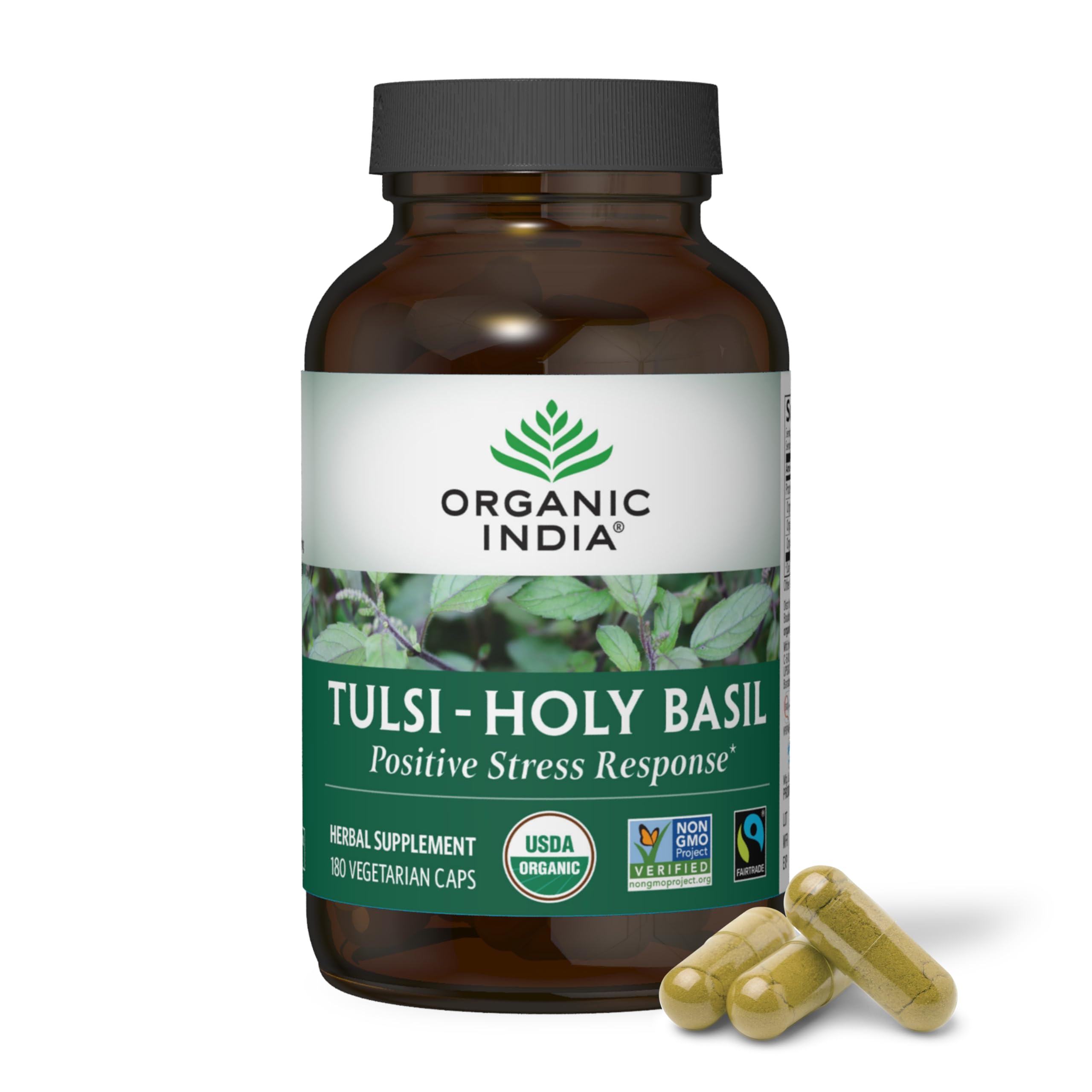 Organic India Tulsi Herbal Supplement - Holy Basil, Immune Support, Adaptogen, Supports Healthy Stress Response, Vegan, Gluten-Free, Kosher, USDA Certified Organic, Non-GMO