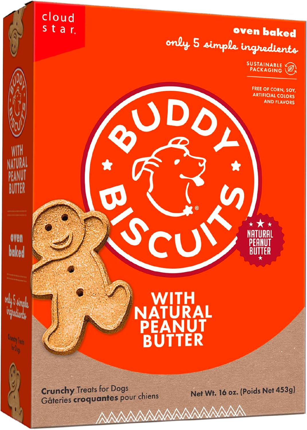 BUDDY BISCUITS (Pack of 12) Buddy Biscuits Peanut Butter Dog Biscuits Treats 16 Oz
