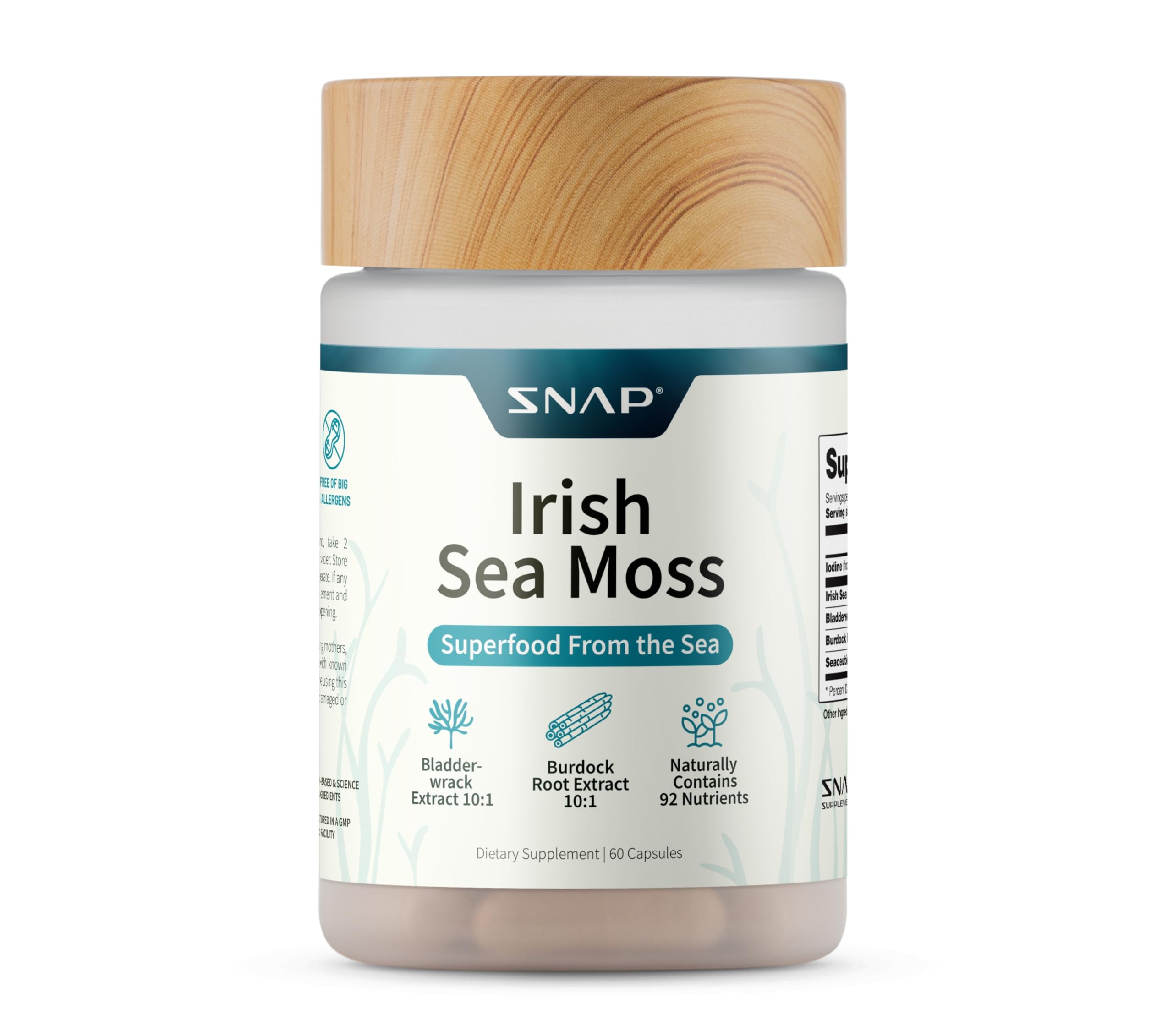 SNAP SUPPLEMENT (Pack of 4) Snap Supplement Irish Sea Moss Green Superfood Nutrition 60 Capsules