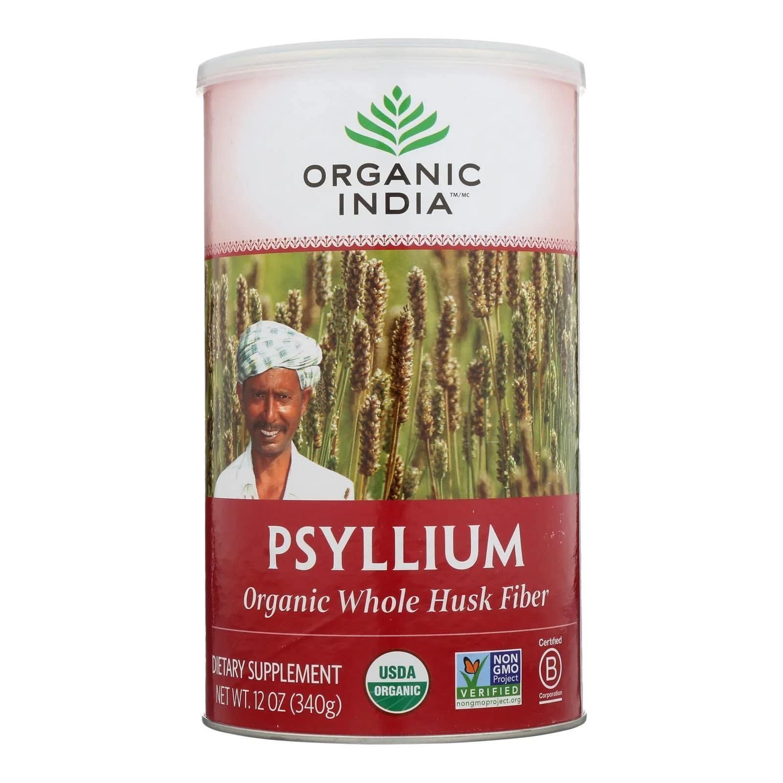 ORGANIC INDIA (Pack of 4) Organic India Psyllium Husk Organic Fiber Supplement 12 Oz