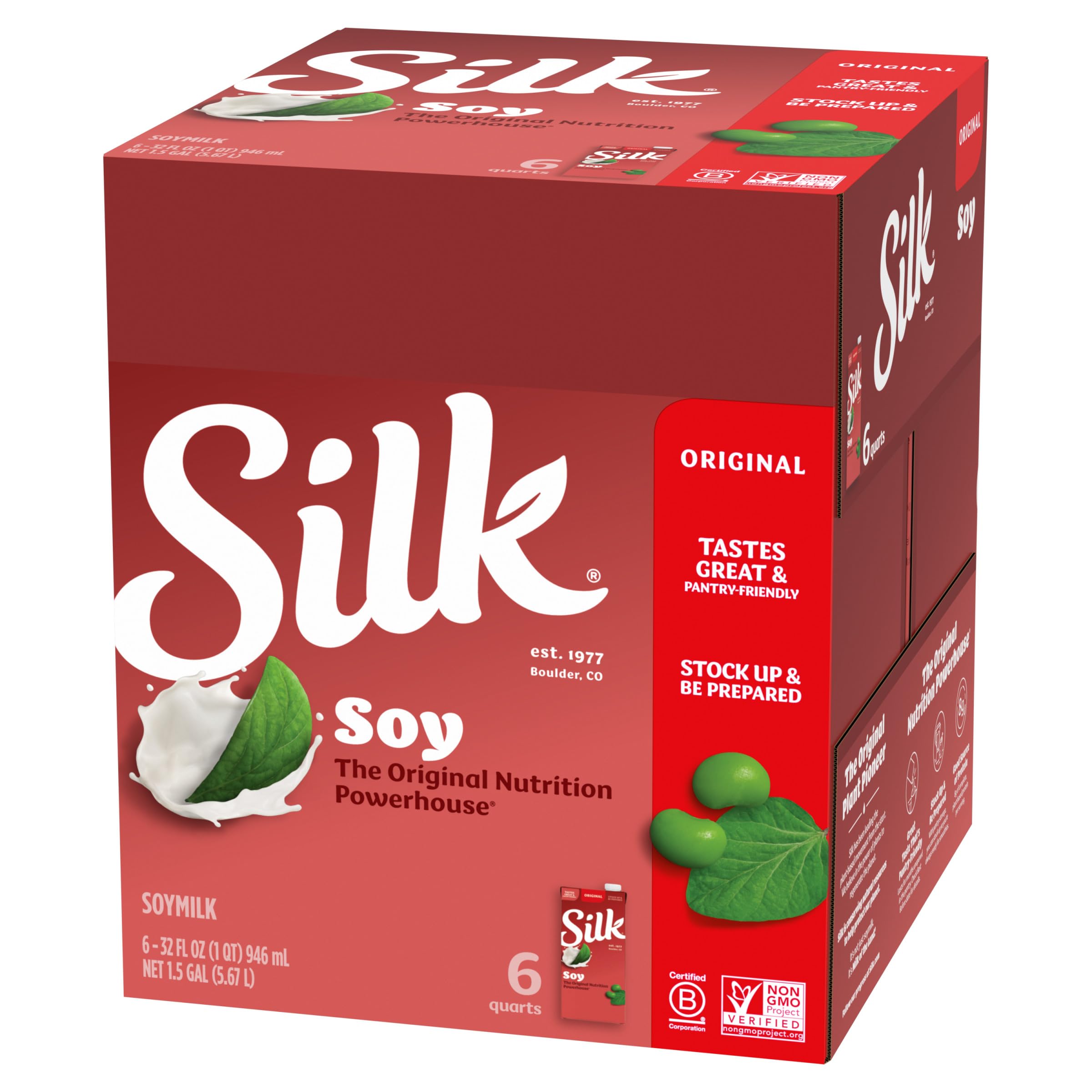SILK (Pack of 12) Silk Soymilk Unsweetened Plain Non-Dairy Beverage 32 Fl Oz