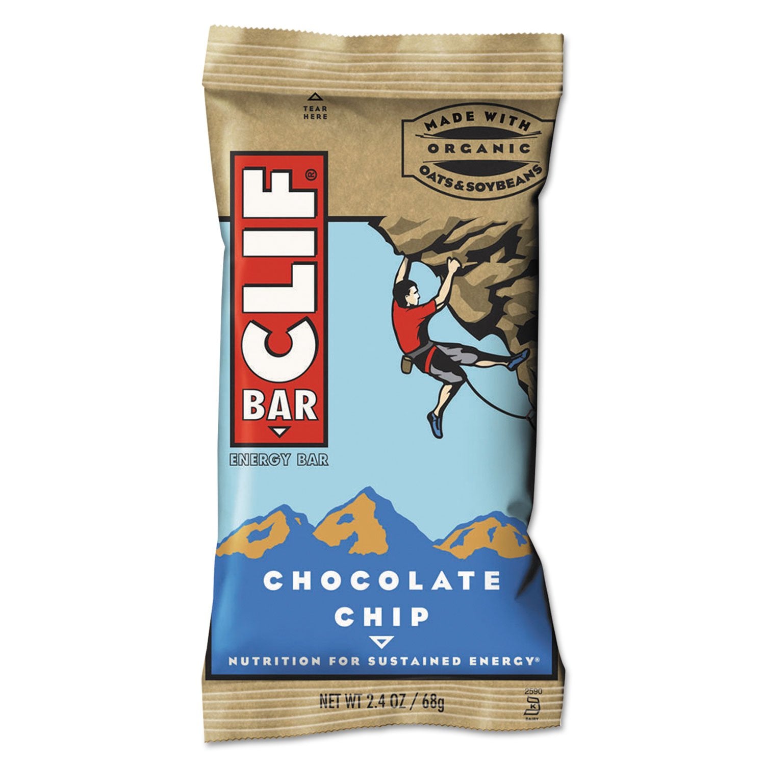 CLIF (Pack of 24) Clif Bar Chocolate Chip Organic Performance Nutrition Bars 2.4 Oz
