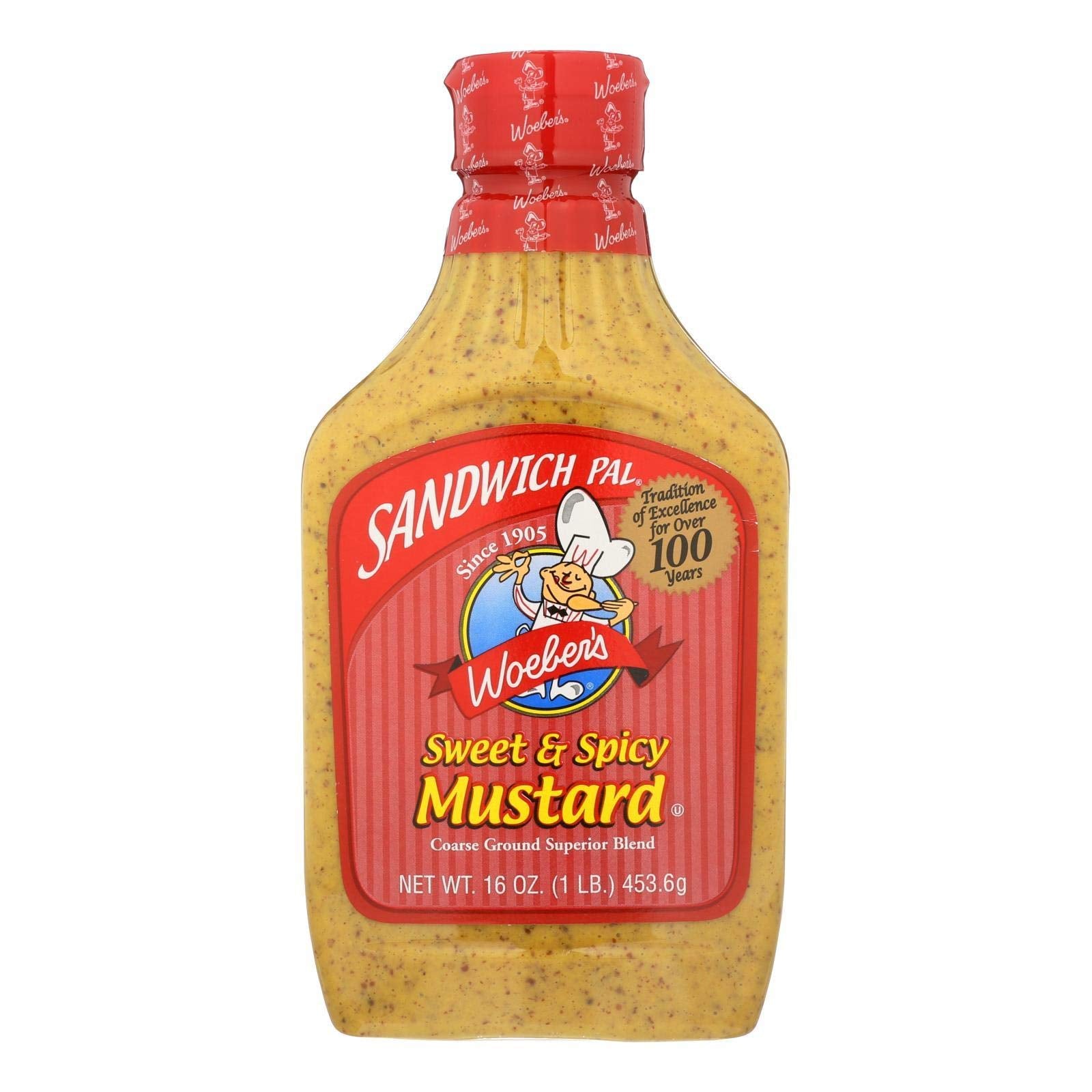 WOEBER (Pack of 24) Woeber's Spicy Sandwich Mustard Natural Condiment 16 Oz