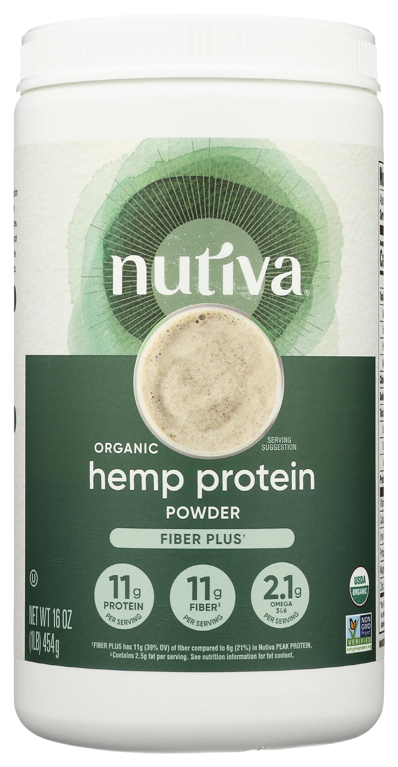 NUTIVA (Pack of 3) Nutiva Hemp Hi Fiber Protein Powder Plant Protein Powder 16 Oz