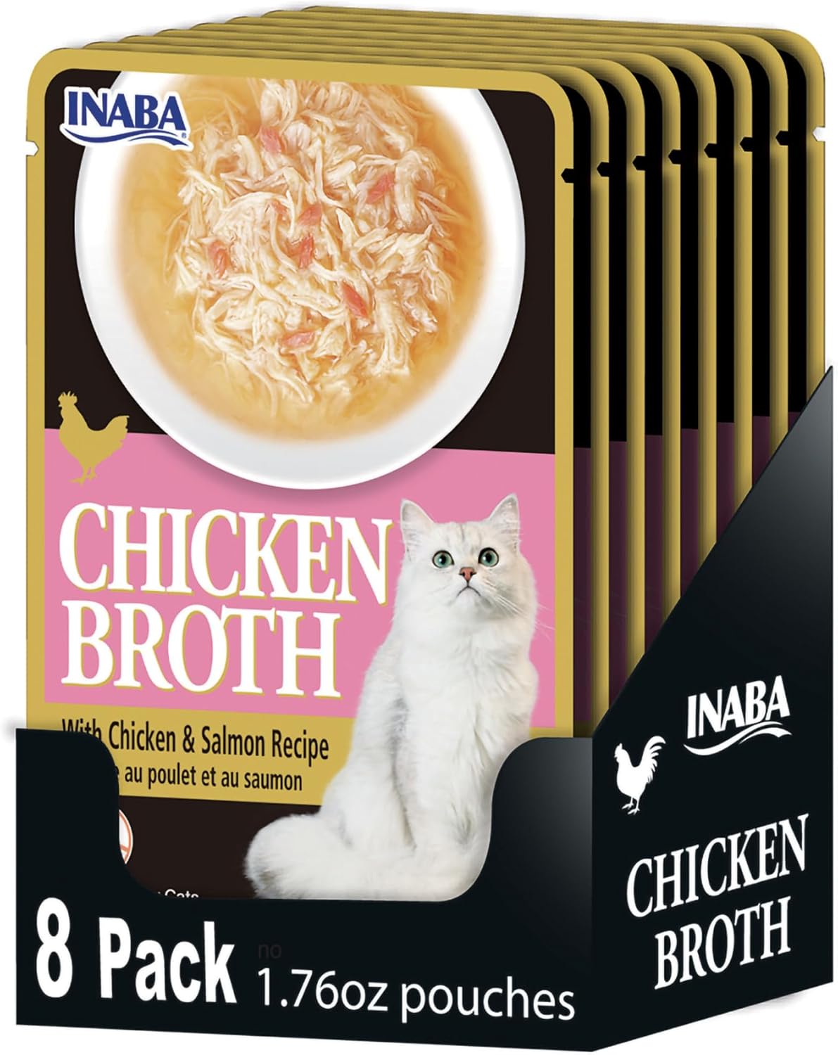 INABA (Pack Of 24) Inaba Food Cat Chicken Salmon Broth 1.76 Oz - 3 Boxes 8 each