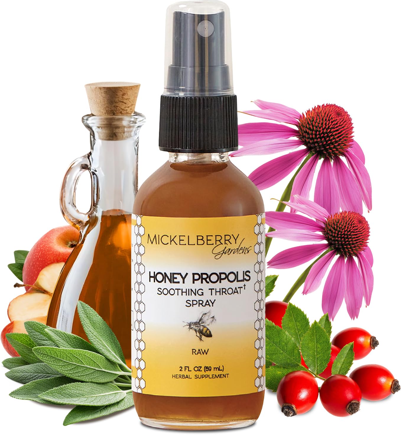 MICKELBERRY GAR (Pack of 6) Mickelberry Gardens Propolis Throat Honey Spray Immune 2 Fl Oz