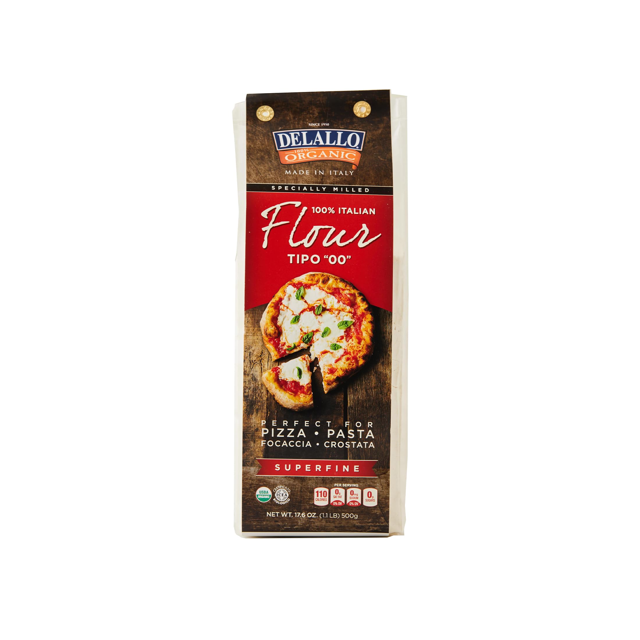 DeLallo Type 00 Organic Italian Flour for Pizza Pasta Bakin