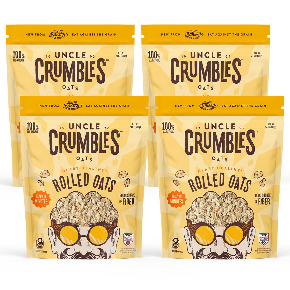 UNCLE CRUMBLES (Pack of 8) Uncle Crumbles Rolled Oats GF Gluten Free Hot Cereal 24 Oz
