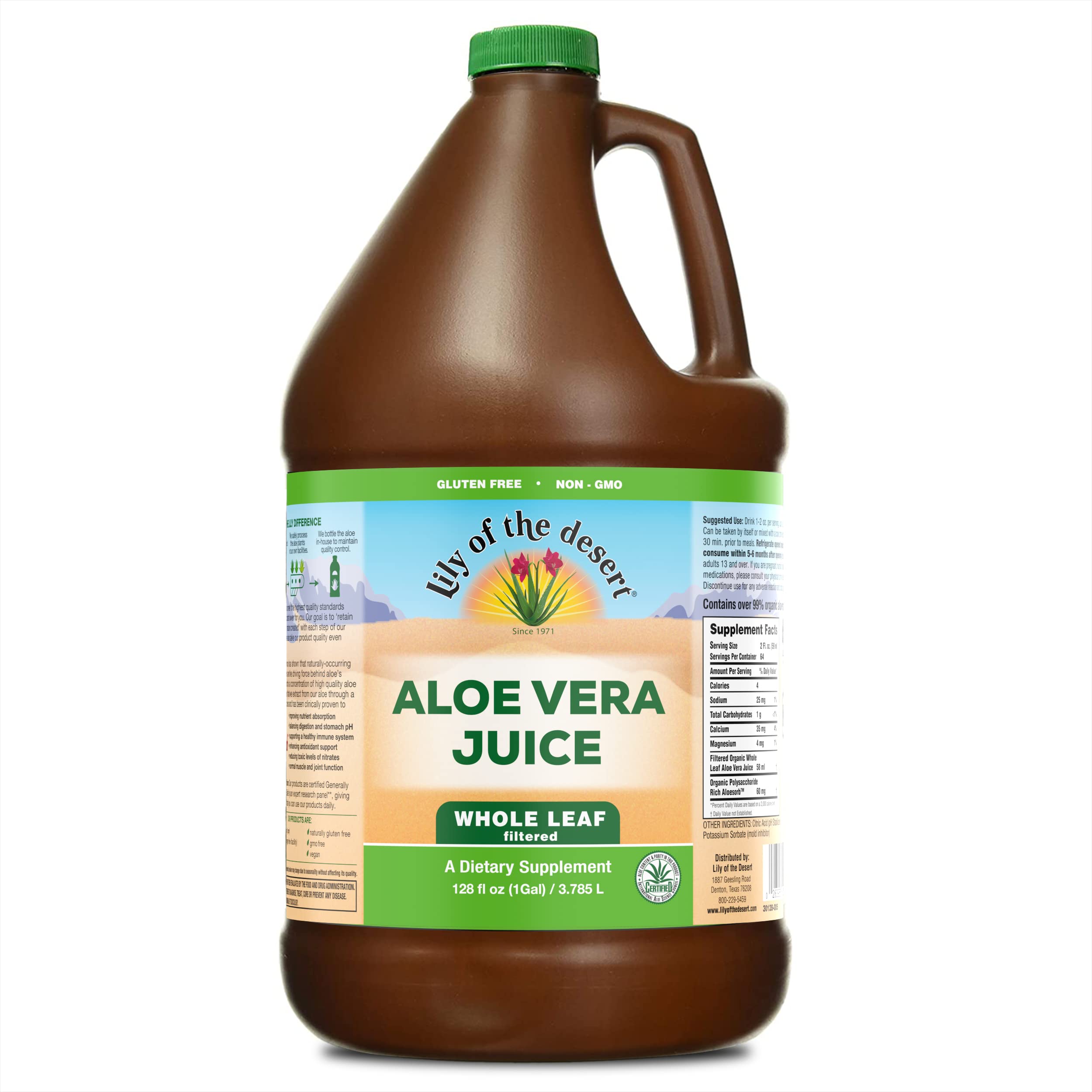 LILY OF THE DES (Pack of 2) Lily of the Desert Juice Aloe Vera Whole Organic Liquid Su 128 Fl Oz