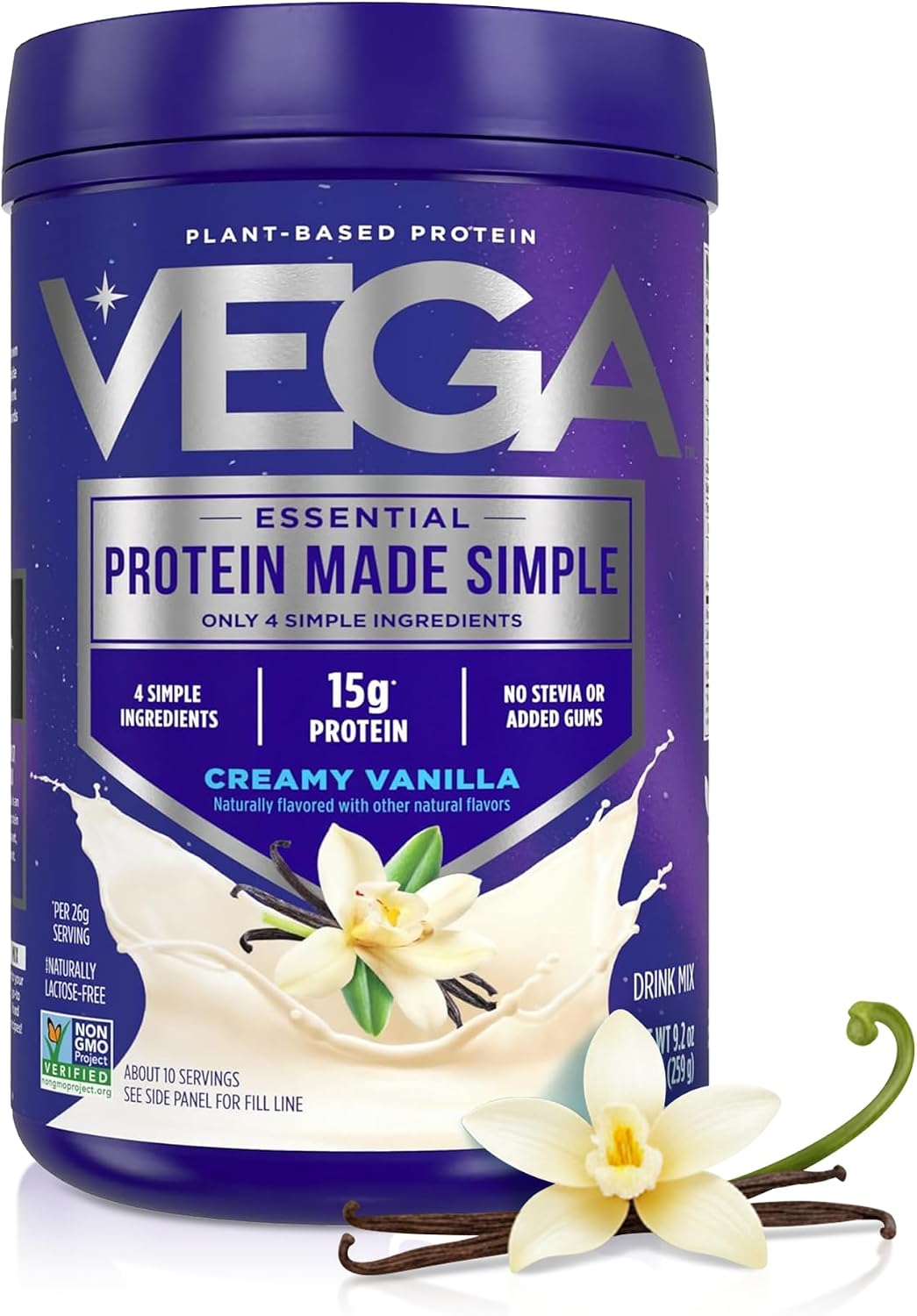 VEGA (Pack of 3) Vega Made Simple Plant Protein Powder Vanilla Flavor 9.2 Oz