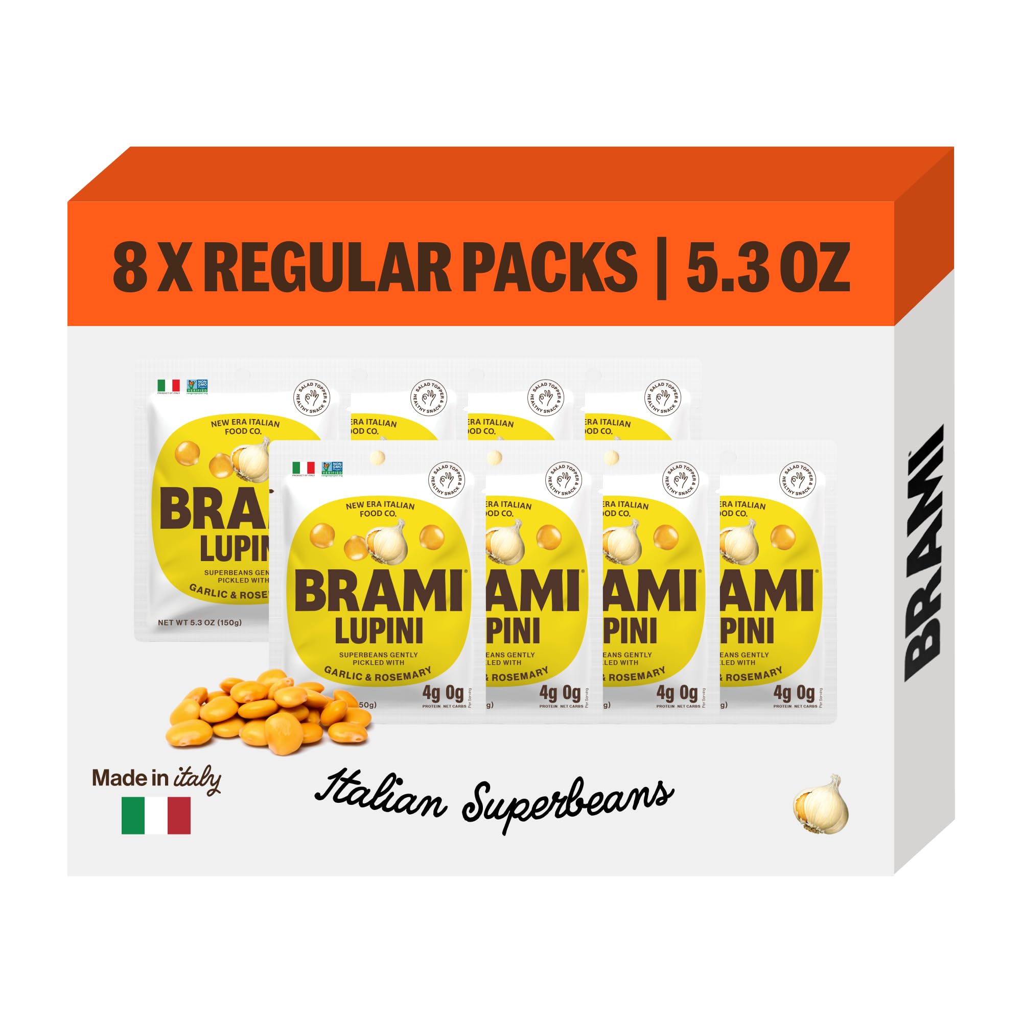 Brami Lupini Snack Beans Garlic Herb Canned Beans