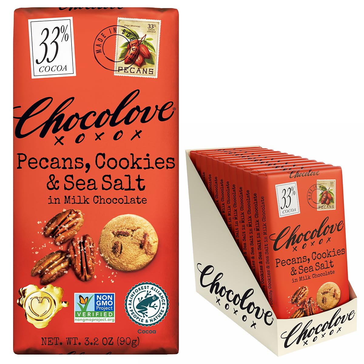 Chocolove Chocolate Bar Milk Pecan Cookie Sea Salt