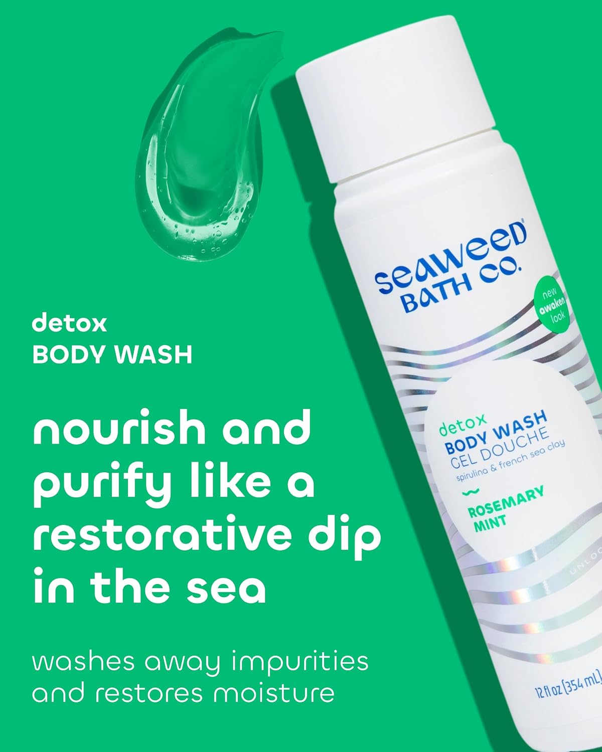 SEAWEED BATH CO (Pack Of 8) Seaweed Bath Company Detox Body Wash Rosemary Mint 12 Fl Oz