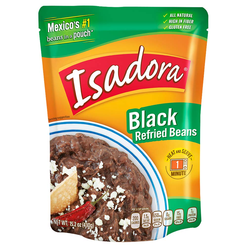 ISADORA (Pack of 24) Isadora Bean Refried Black Beans Authentic Mexican 15.2 Oz