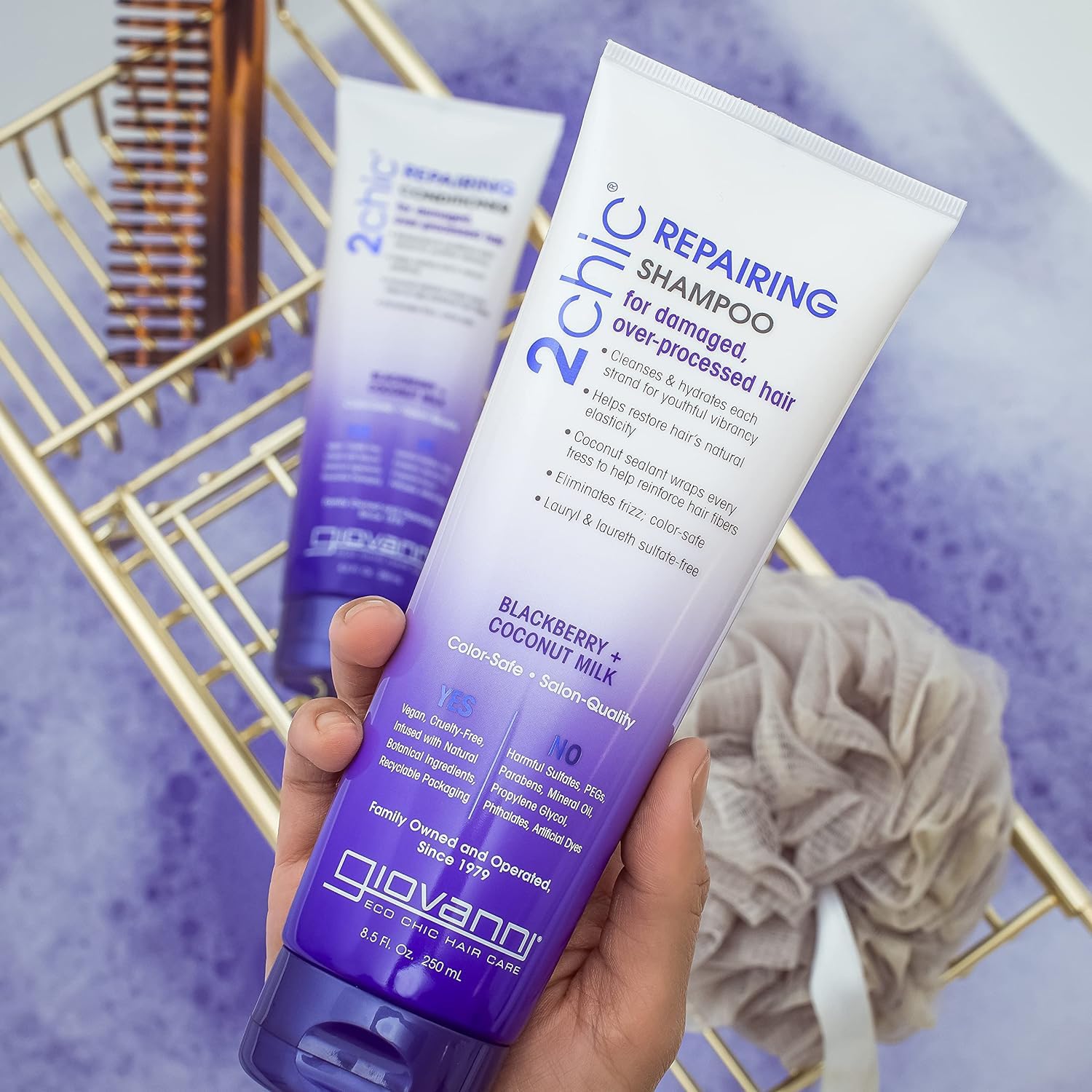GIOVANNI COSMET (Pack of 6) Giovanni Cosmetics Repairing Shampoo Blackberry & Coconut Milk 8.5 Fl Oz