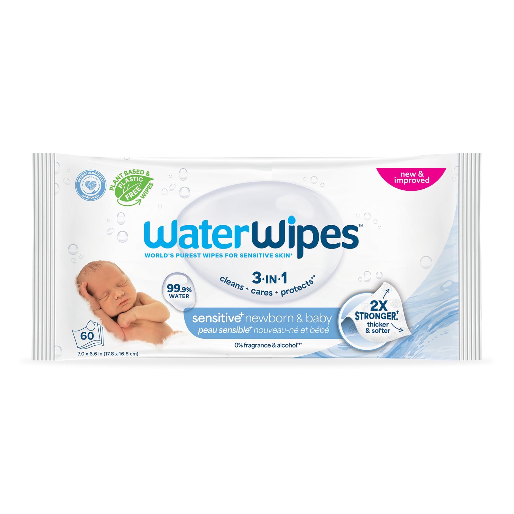 WATERWIPES (Pack of 12) WaterWipes Baby Wipes Original Purified Water 60 Count 1 Each