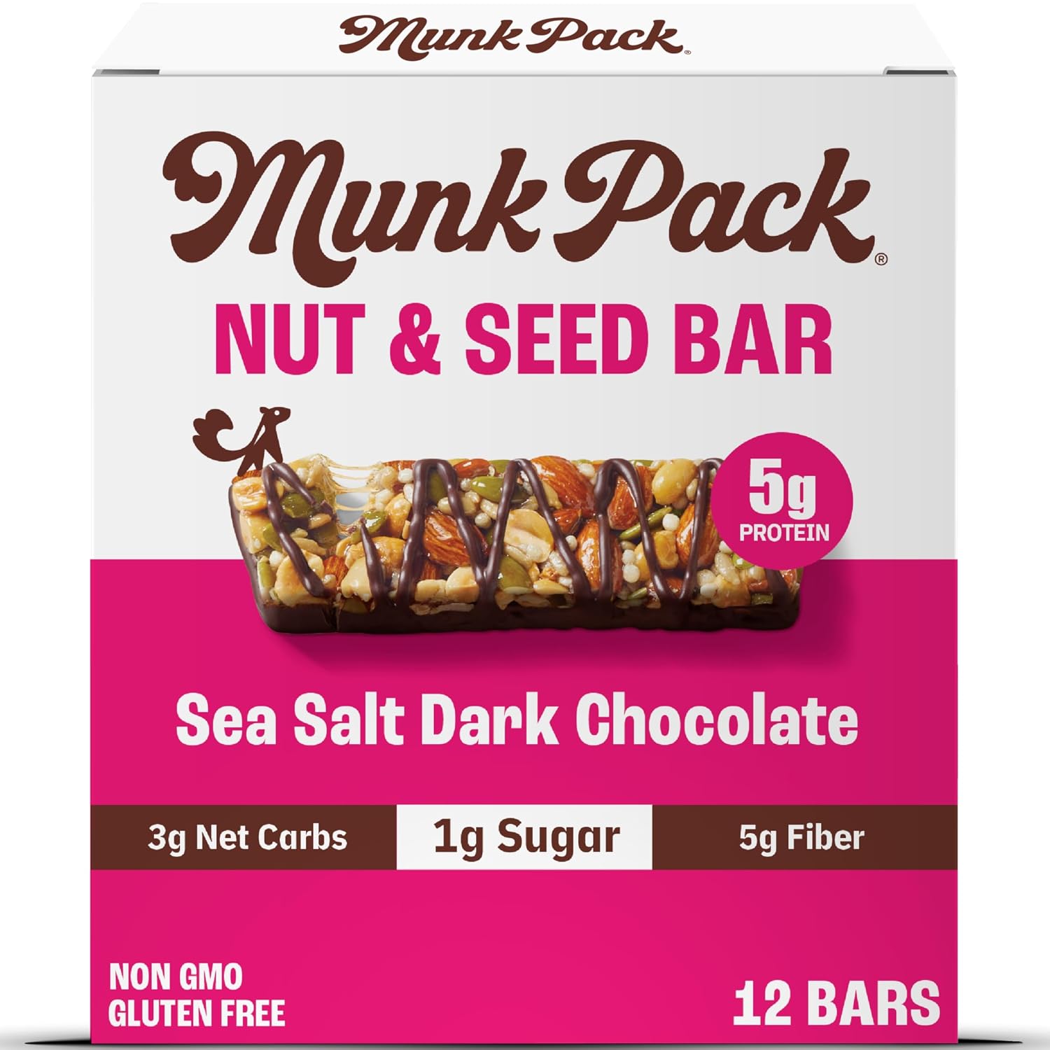 MUNK PACK (Pack Of 24) Munk Pack Chocolate Dark Nutritional Bar Sea Salt 1.23 Oz - 2 Boxes of 12 each