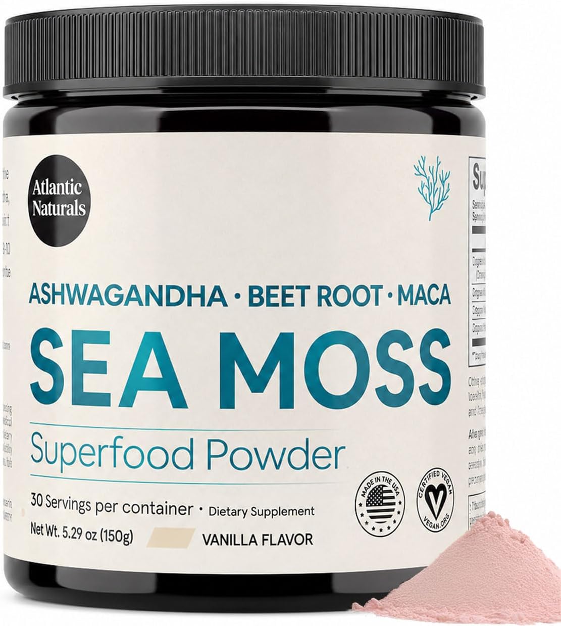 ATLANTIC NATURA (Pack Of 3) Atlantic Naturals Superfood Seam Moss Powder Vanilla Flavor 5.29 Oz