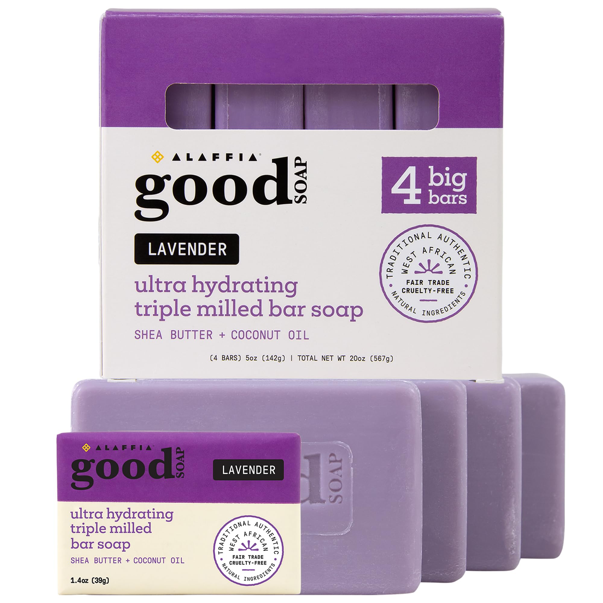 ALAFFIA (Pack of 6) Alaffia Lavender Soap Bar Bath Body Prebiotic? 4 Pack