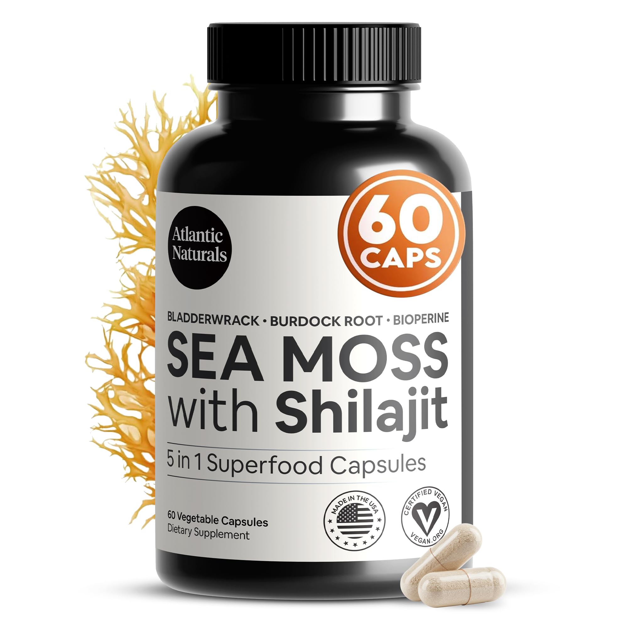 ATLANTIC NATURA (Pack Of 4) Atlantic Naturals Sea Moss Shilajit 60 Vegetarian Capsules