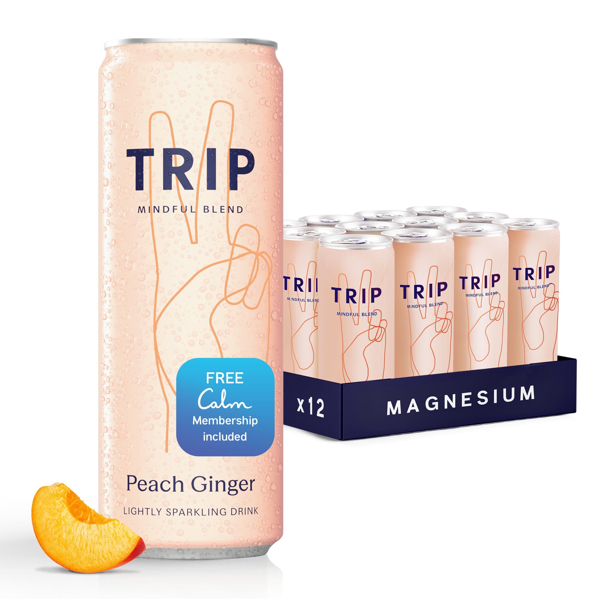 Trip Sparkling Water Peach Ginger Functional Beverage