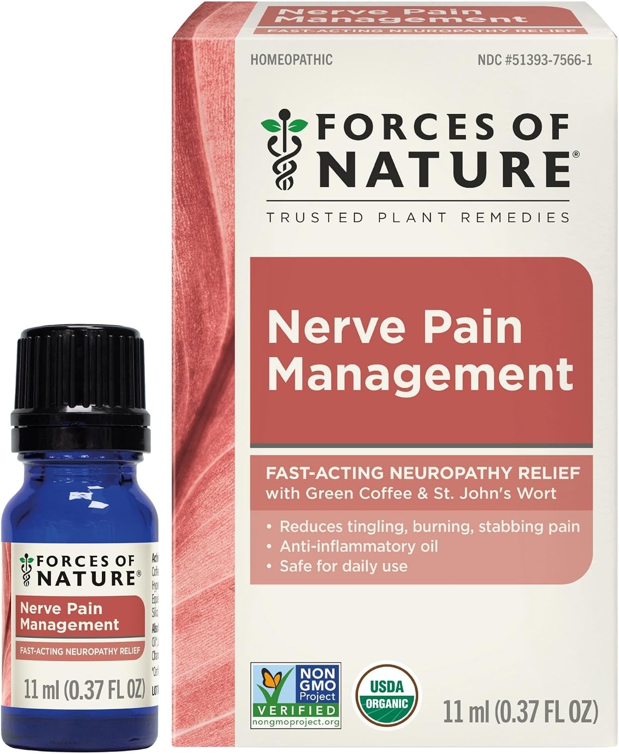 FORCES OF NATUR (Pack of 5) Forces of Nature Nerve Pain Management Homeopathic Medicine 11 mL