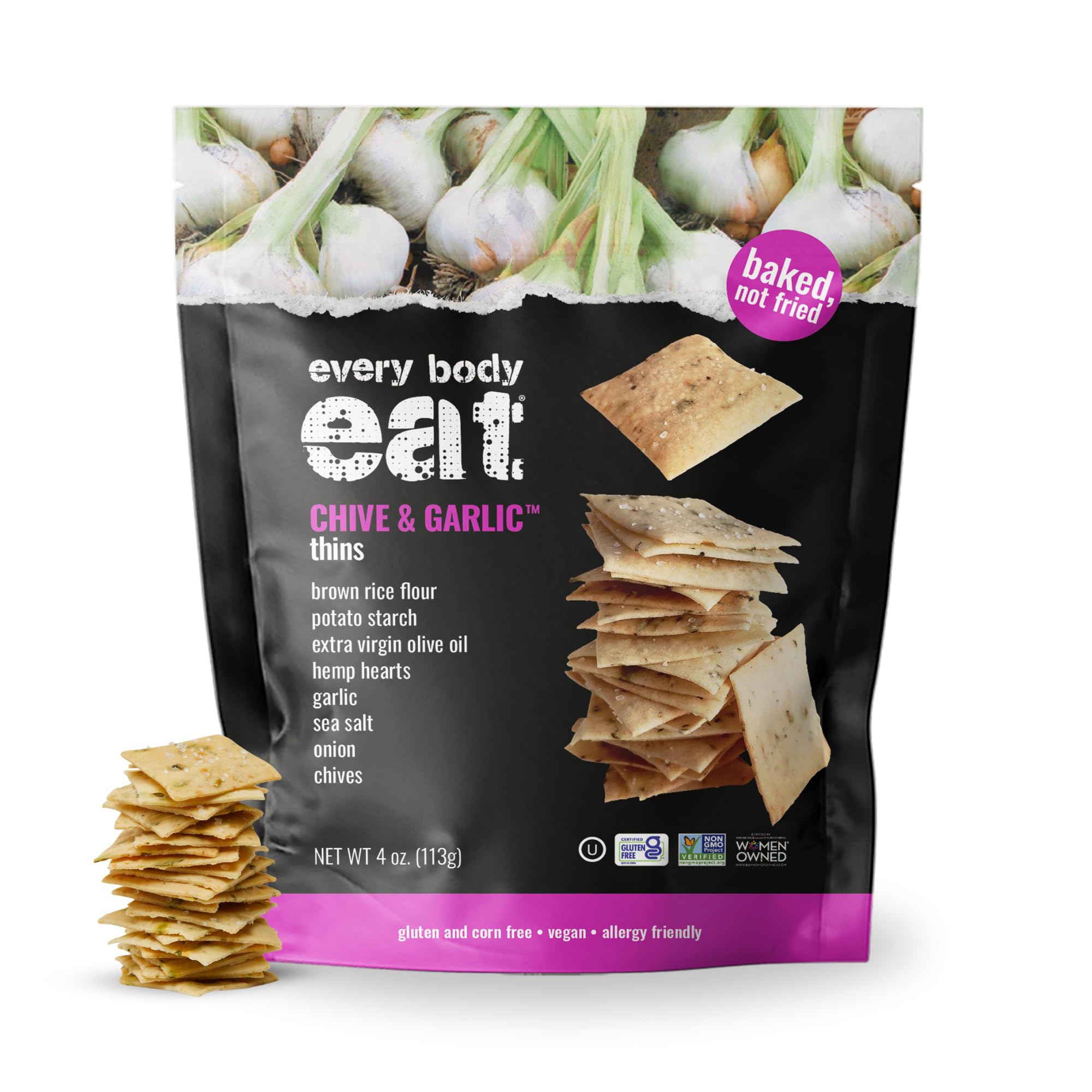 Every Body Eat Thins Chive and Garlic Classic Deli Crackers