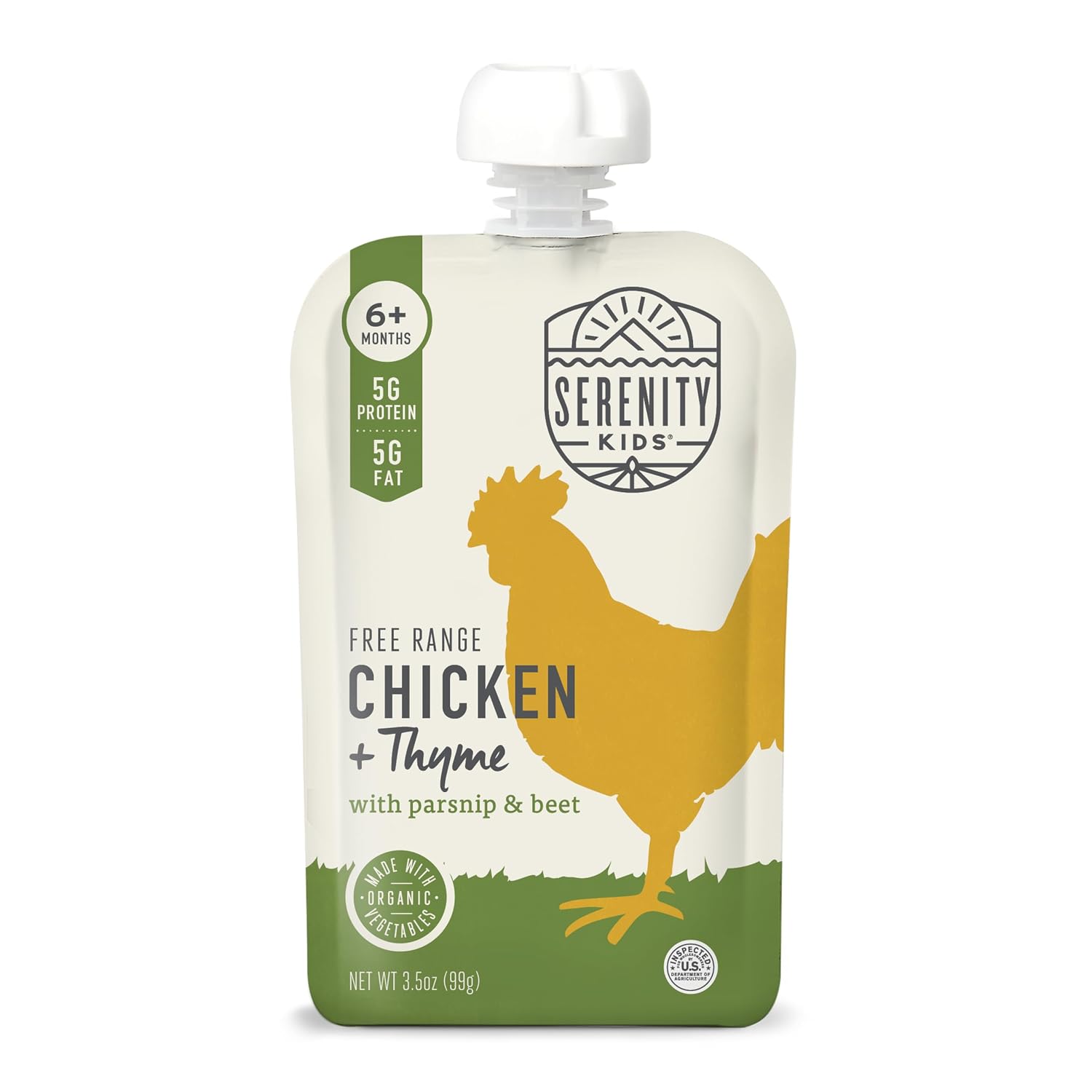 SERENITY KIDS (Pack of 12) Serenity Kids Pouch Free Range Chicken Thyme Toddler Meal 3.5 Oz