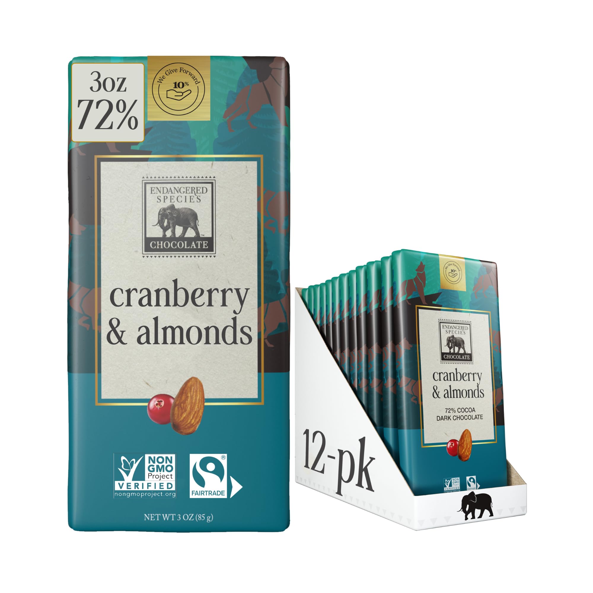 Endangered Species Chocolate Bar Wolf Dark Cranberry