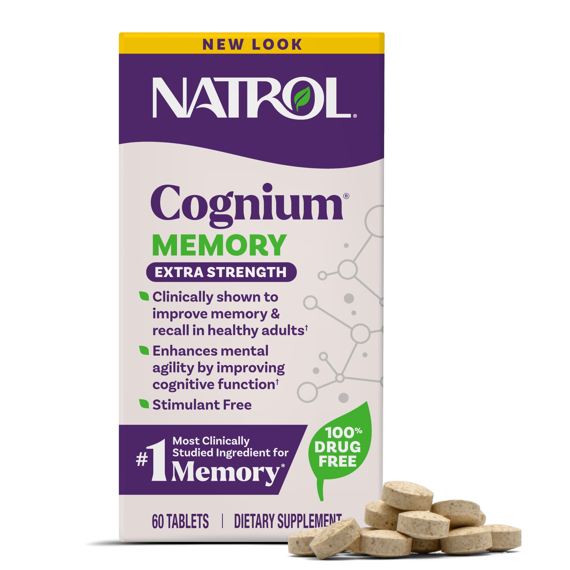 Natrol Cognium Extra Strength Cognitive Health Supplement Tablets