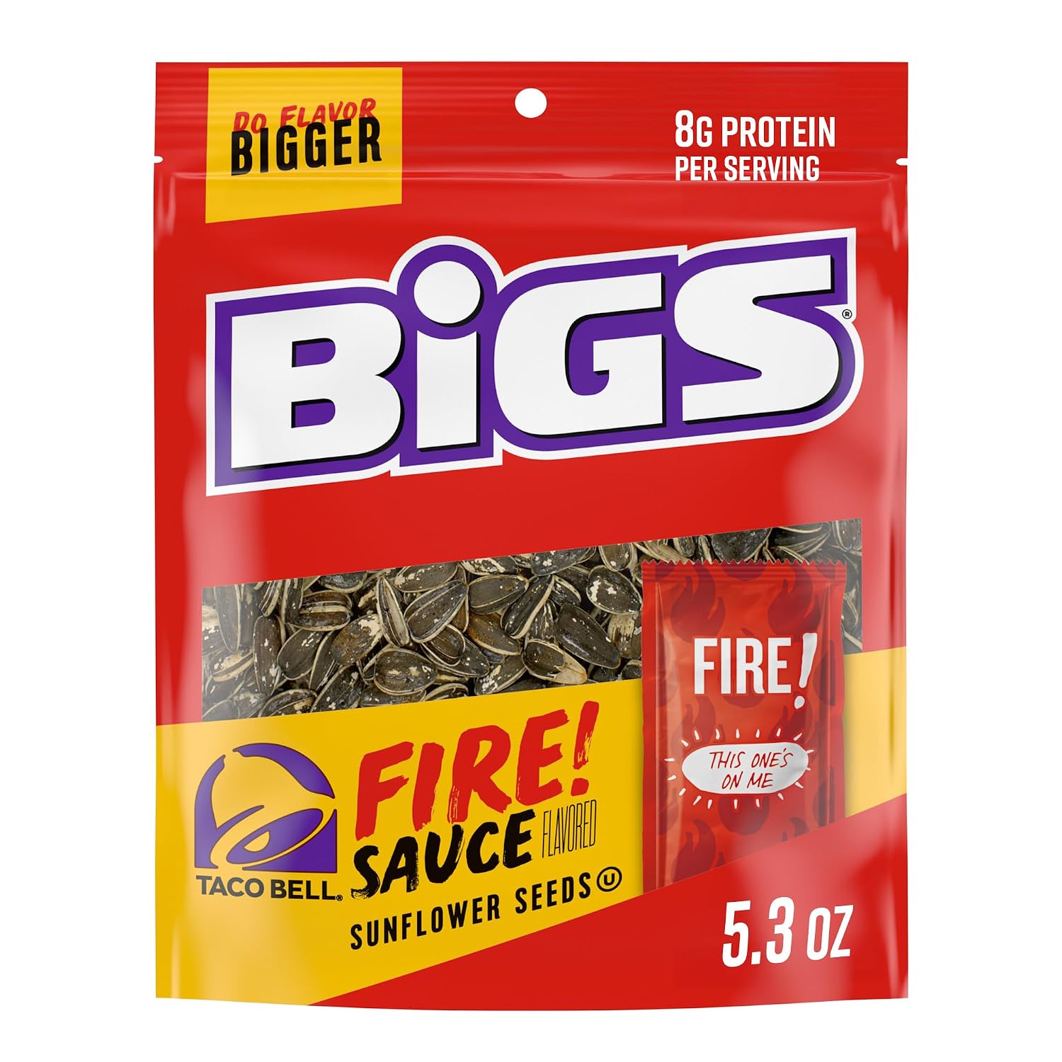 BIGS (Pack of 24) Bigs Sunflower Seeds Fire Seasoning Snack Seeds 5.35 Oz