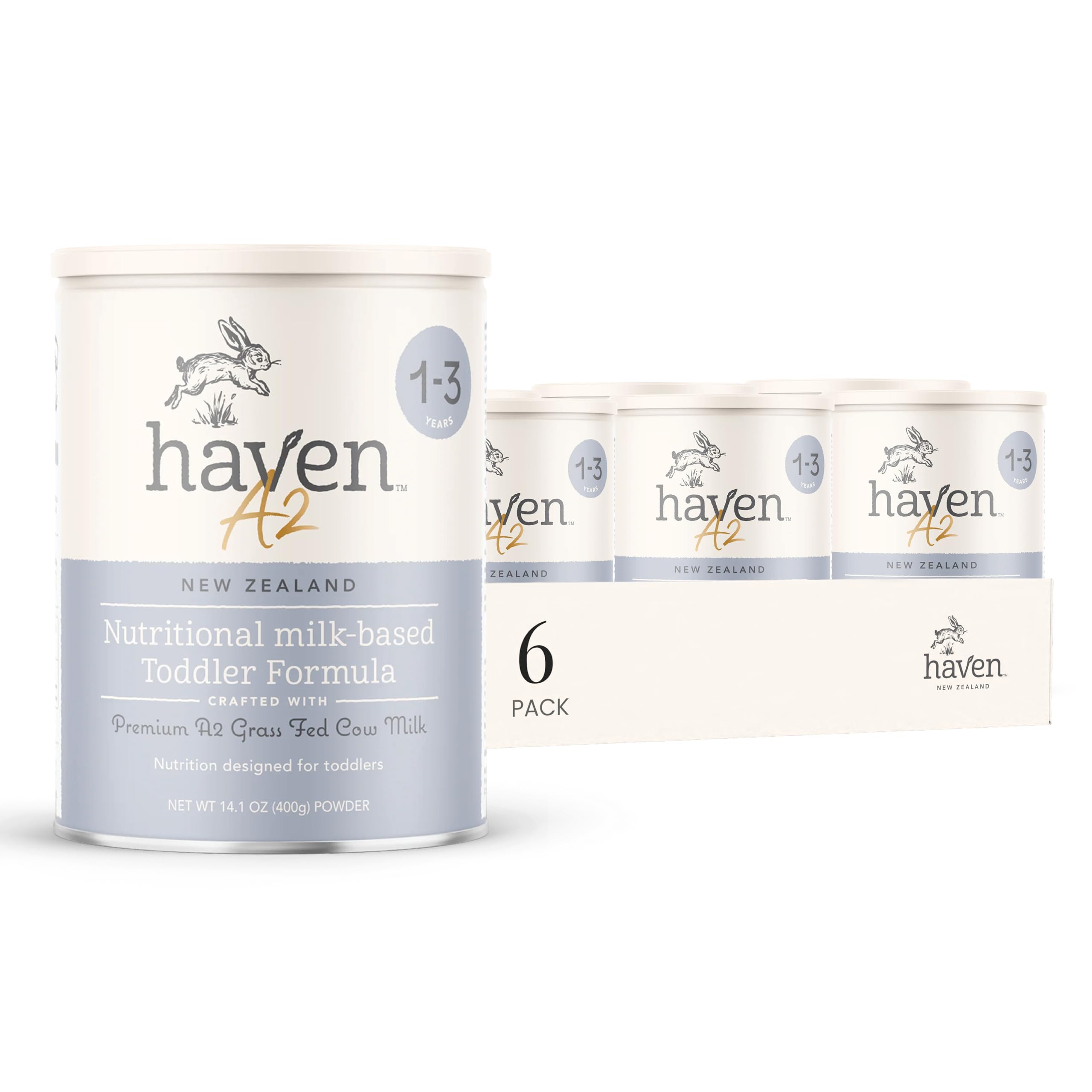 Haven A2 Cow Toddler Formula, Grass Fed Cow Milk Powder for Toddlers With Protein Probiotics, Prebiotics, Lutein and Omega 3 Dha, Easy Digestion Formula, Non GMO, American Made, (6 Pack)